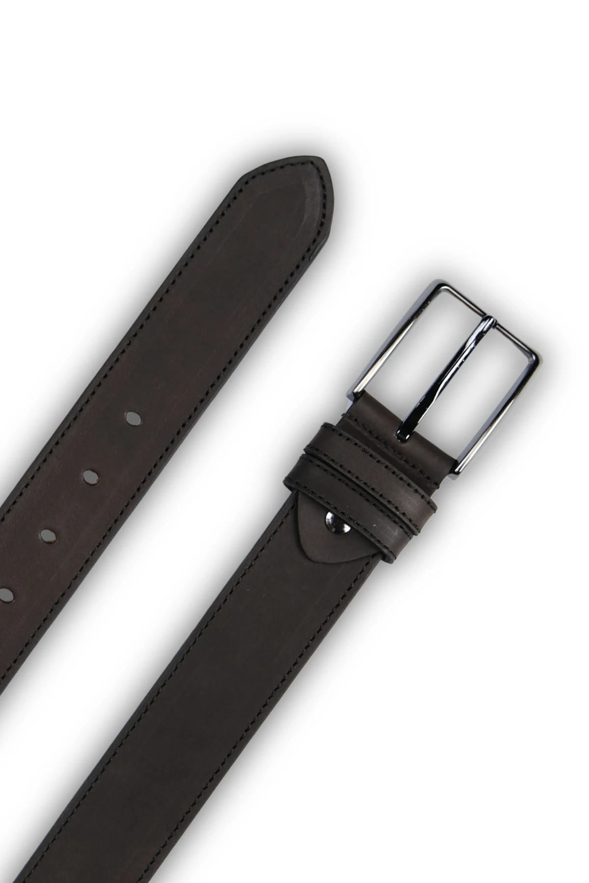 Hakiki Deri Erkek Eskitme Kemer – 4 cm, Antrasit | 7845