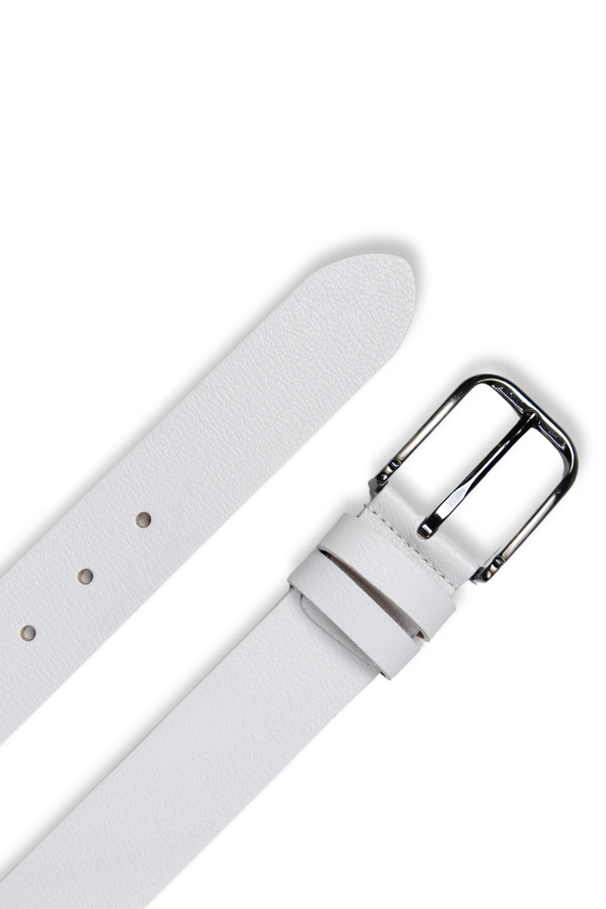 Hakiki Deri Erkek Kemer – Düz Dikiş, 4 cm, Beyaz | 2553