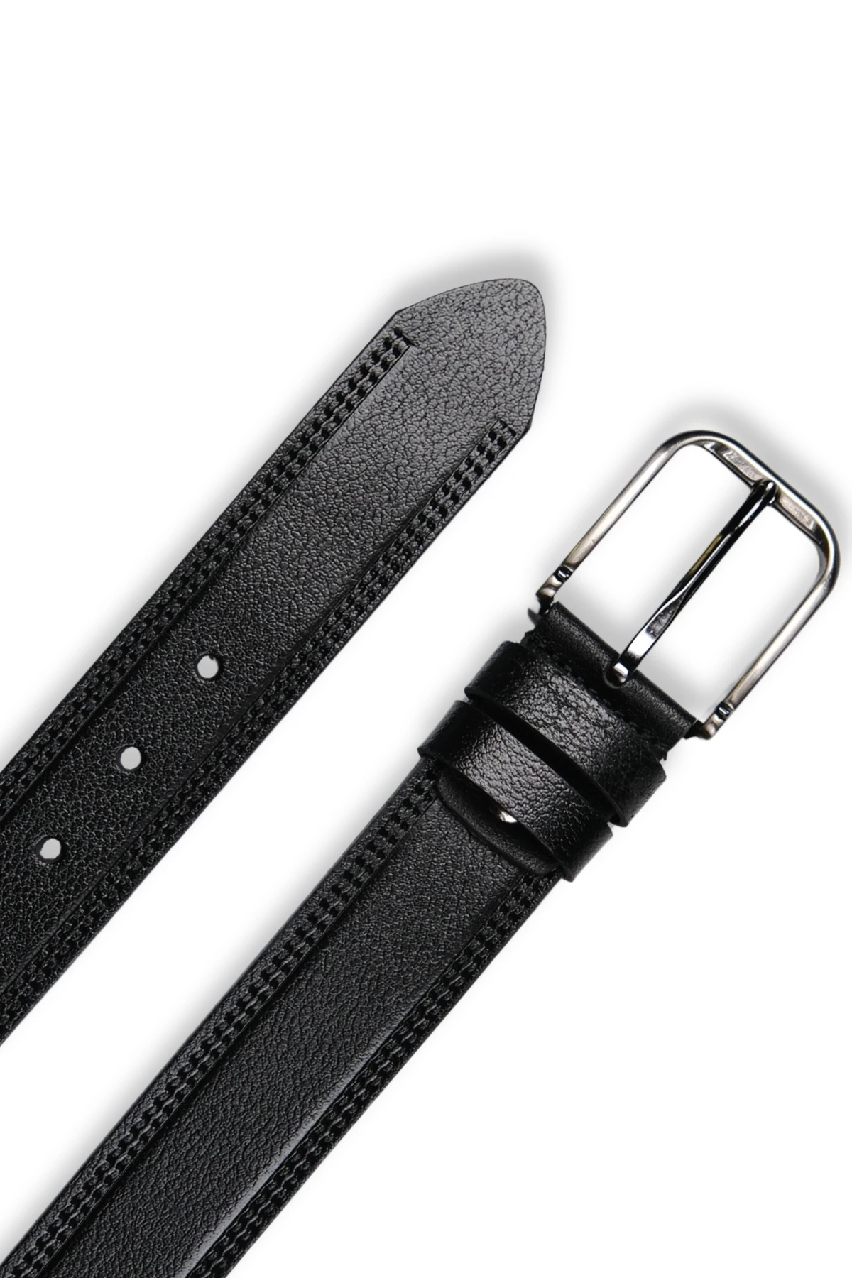 Hakiki Deri Erkek Kemer – Çift Dikişli, 4cm, Siyah | 8790