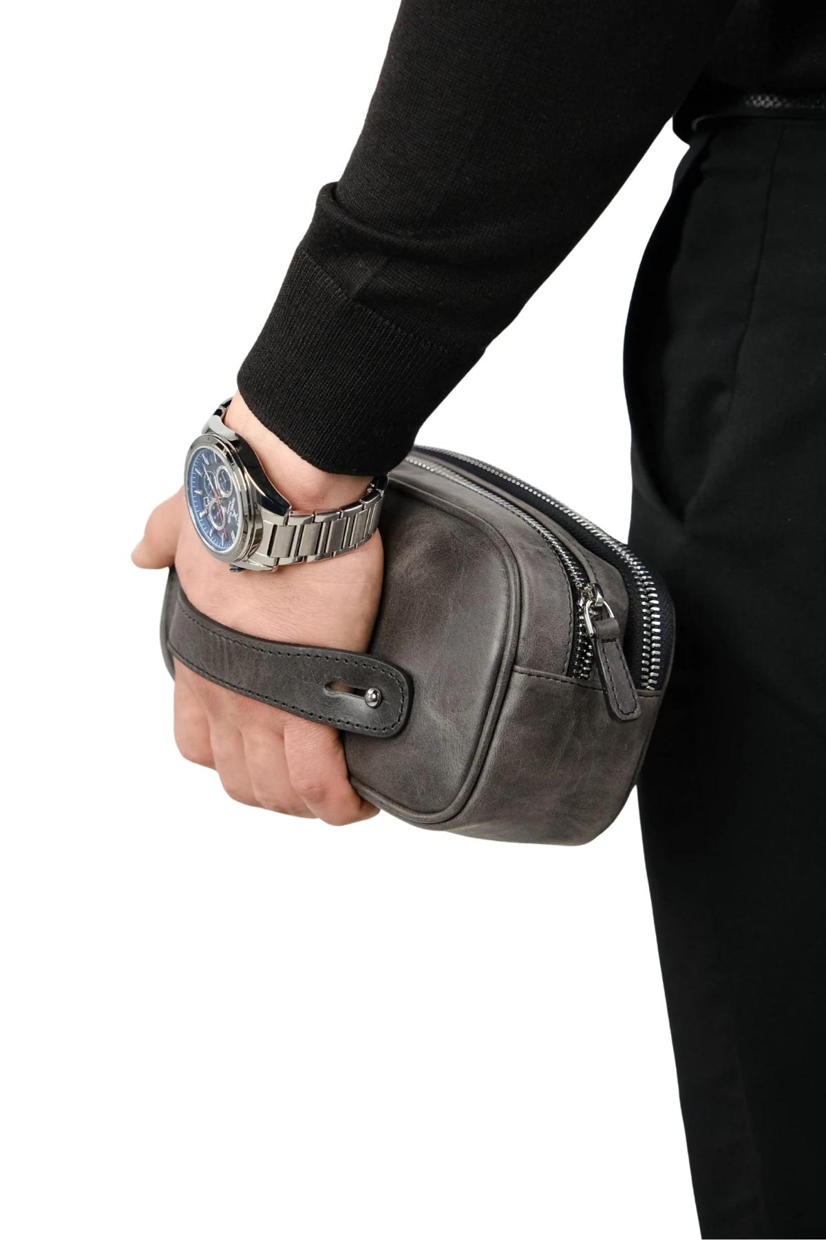 Hakiki Deri Unisex El Çantası – Fermuarlı, Parmak Askılı, Kişiye Özel | Naina 1134