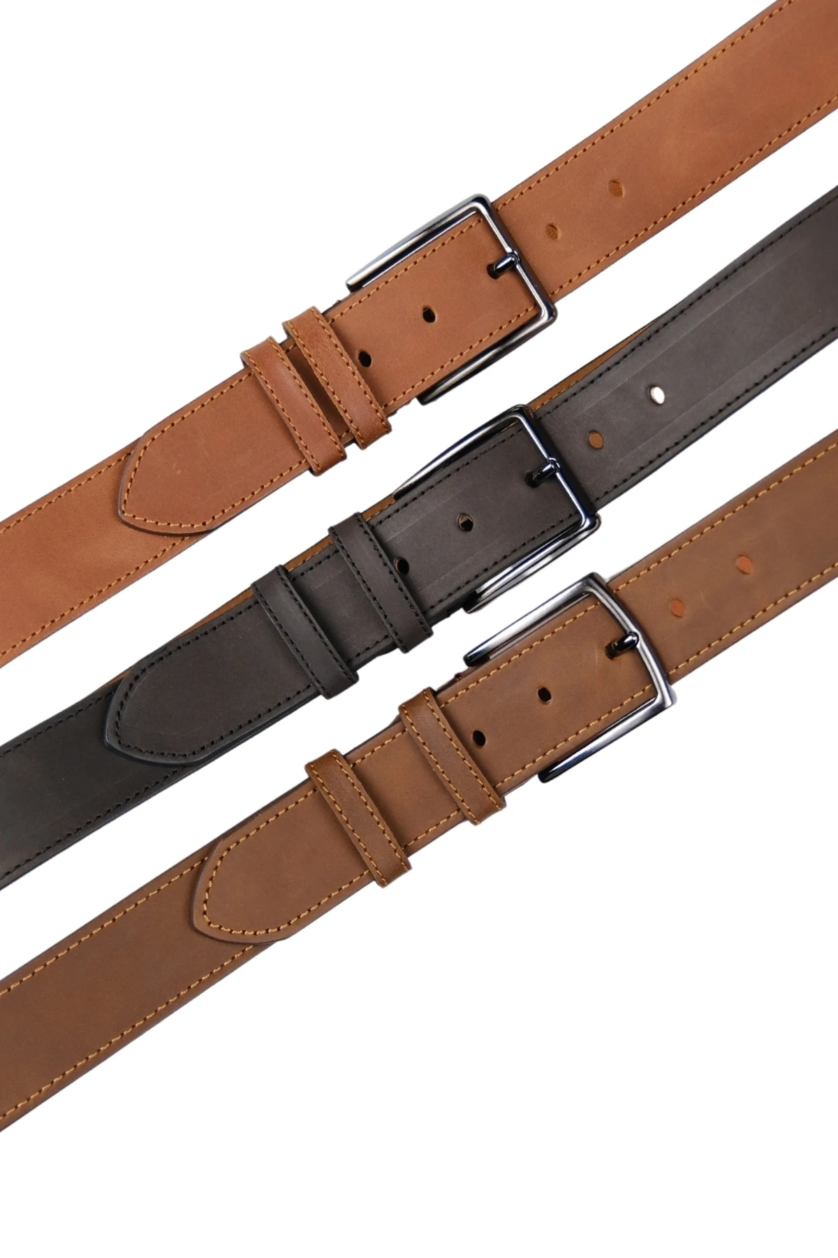 Hakiki Deri Erkek Eskitme Kemer – 4 cm, Antrasit | 7845