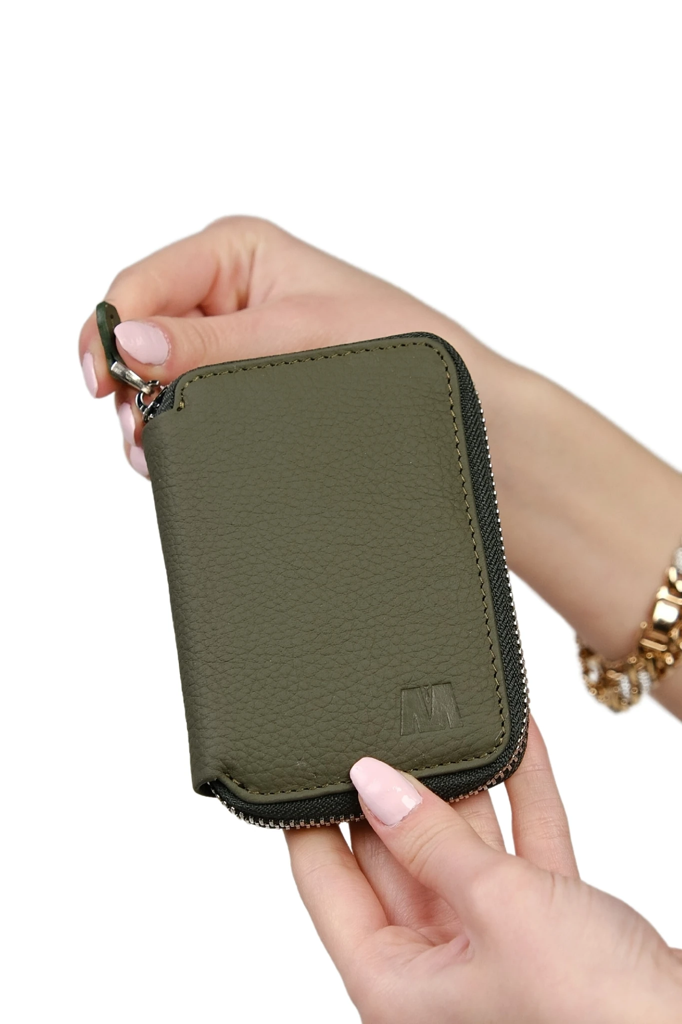 Hakiki Deri Unisex Fermuarlı Cüzdan | Lotus 1616 - Flother Haki