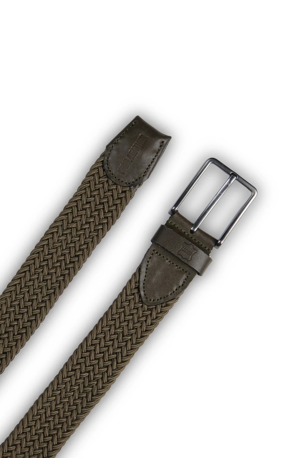 Hakiki Deri Erkek Örgü Esnek Kemer – 3,5cm, Haki | 9856