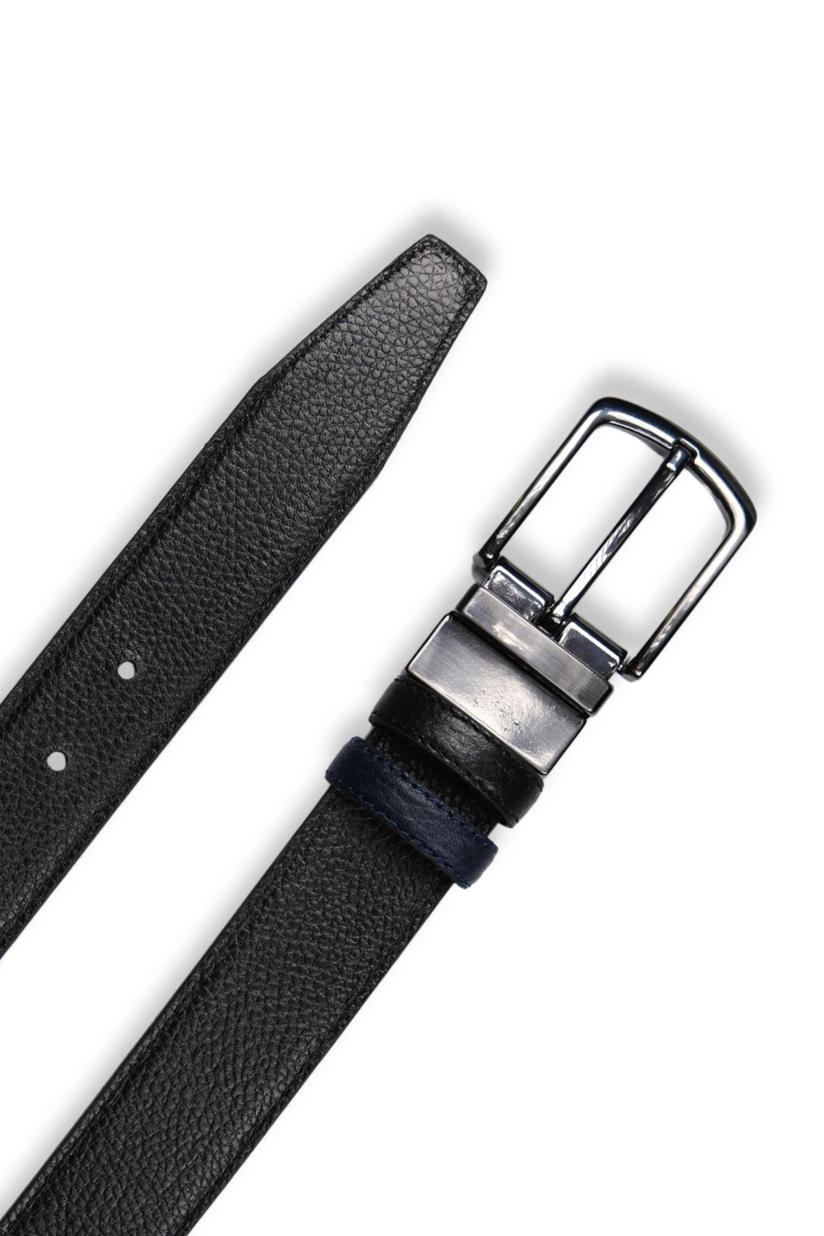 Hakiki Deri Erkek Kemer – Çift Taraflı, 3,5cm, Siyah-Lacivert | 2365