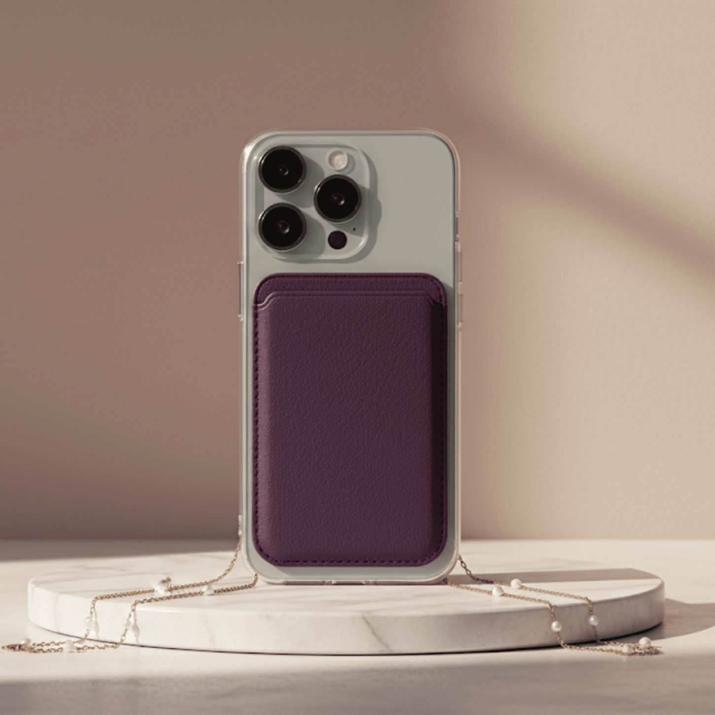 Vegan Deri İphone Magsafe Kartlık Cüzdan - Bordo