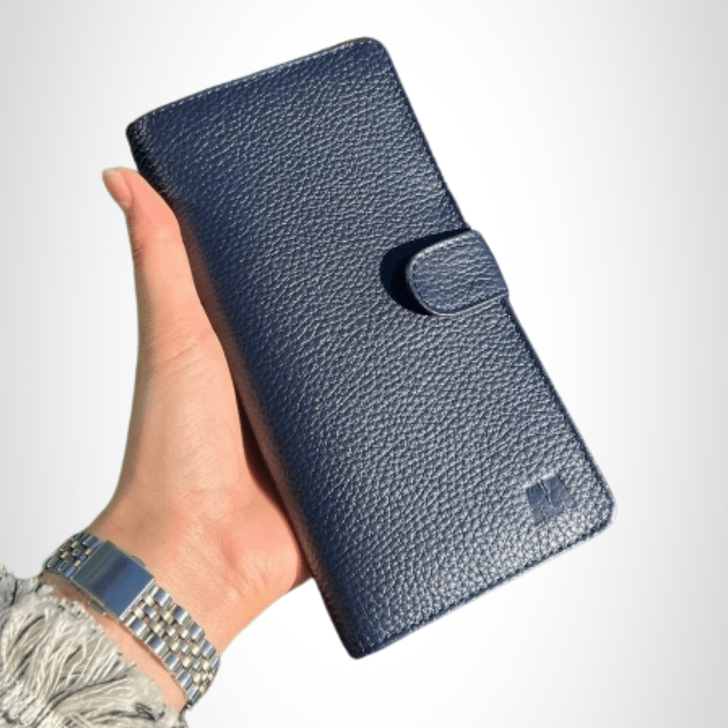Hakiki Deri Unisex Cüzdan – Telefon Bölmeli, İsim Yazılı, Kişiye Özel | Twist 2323 - Flother Lacivert