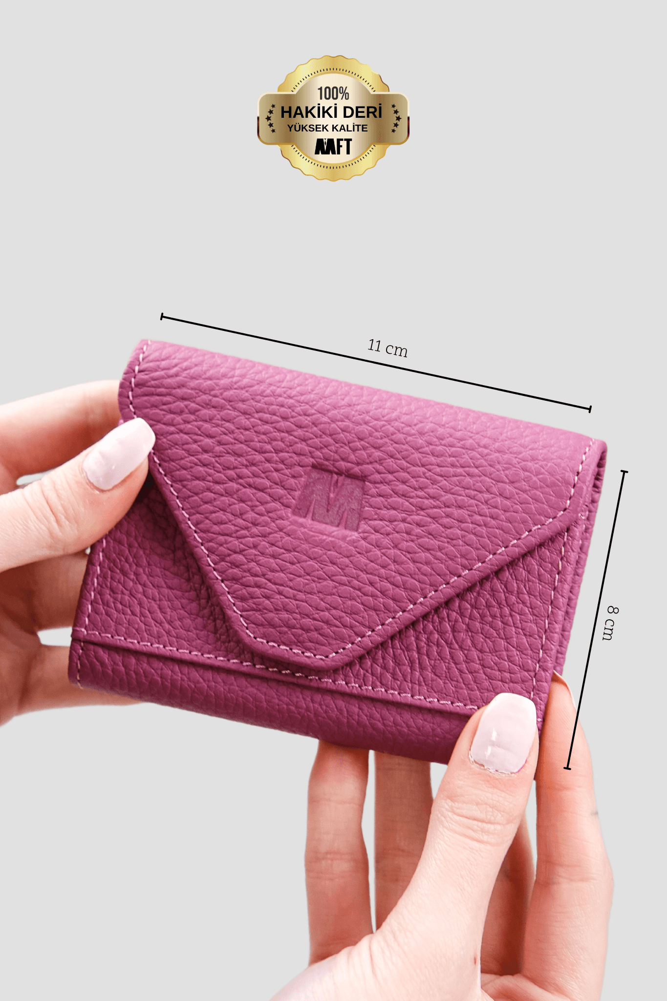 Hakiki Deri Kadın Akordiyon Cüzdan – Mıknatıslı Kapaklı, İsim Yazılı, Kişiye Özel | Mia 2190 - Flother Mat Pembe