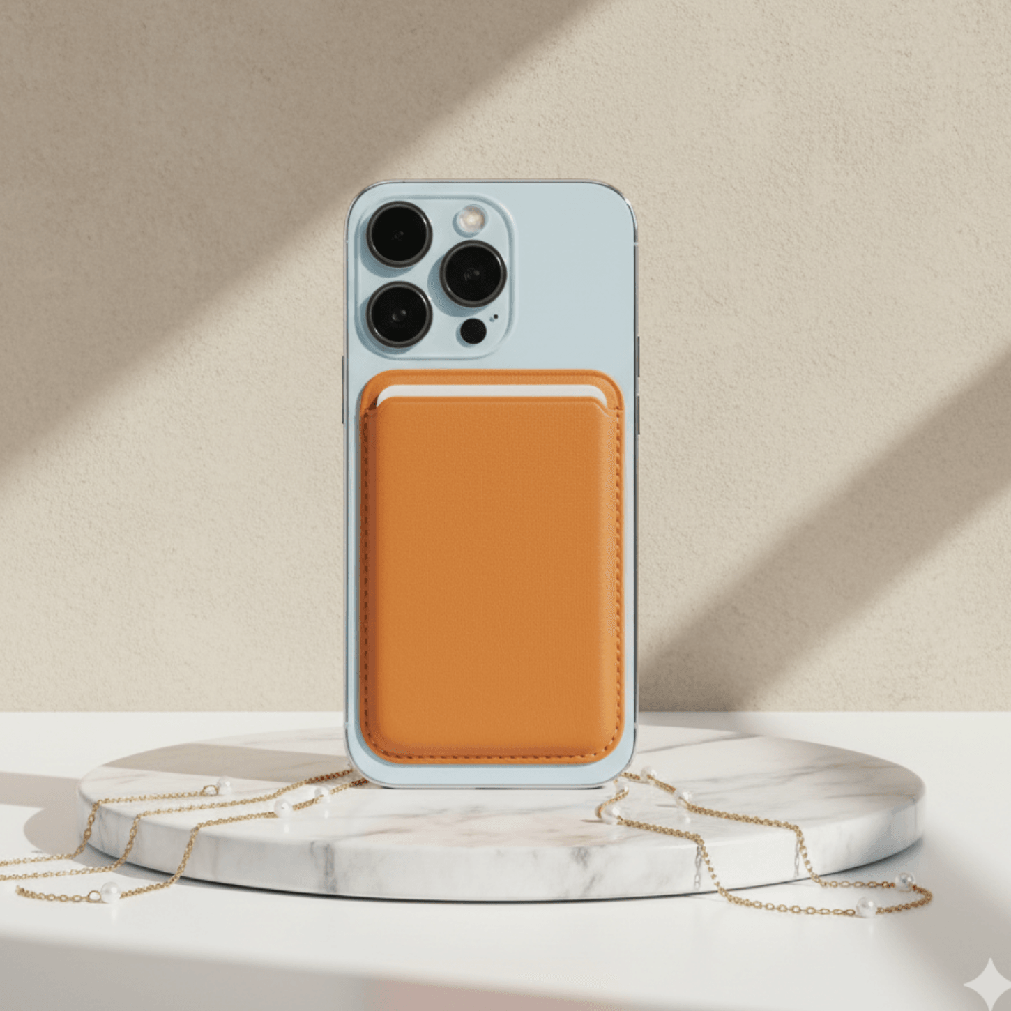 Vegan Deri İphone Magsafe Kartlık Cüzdan - Turuncu