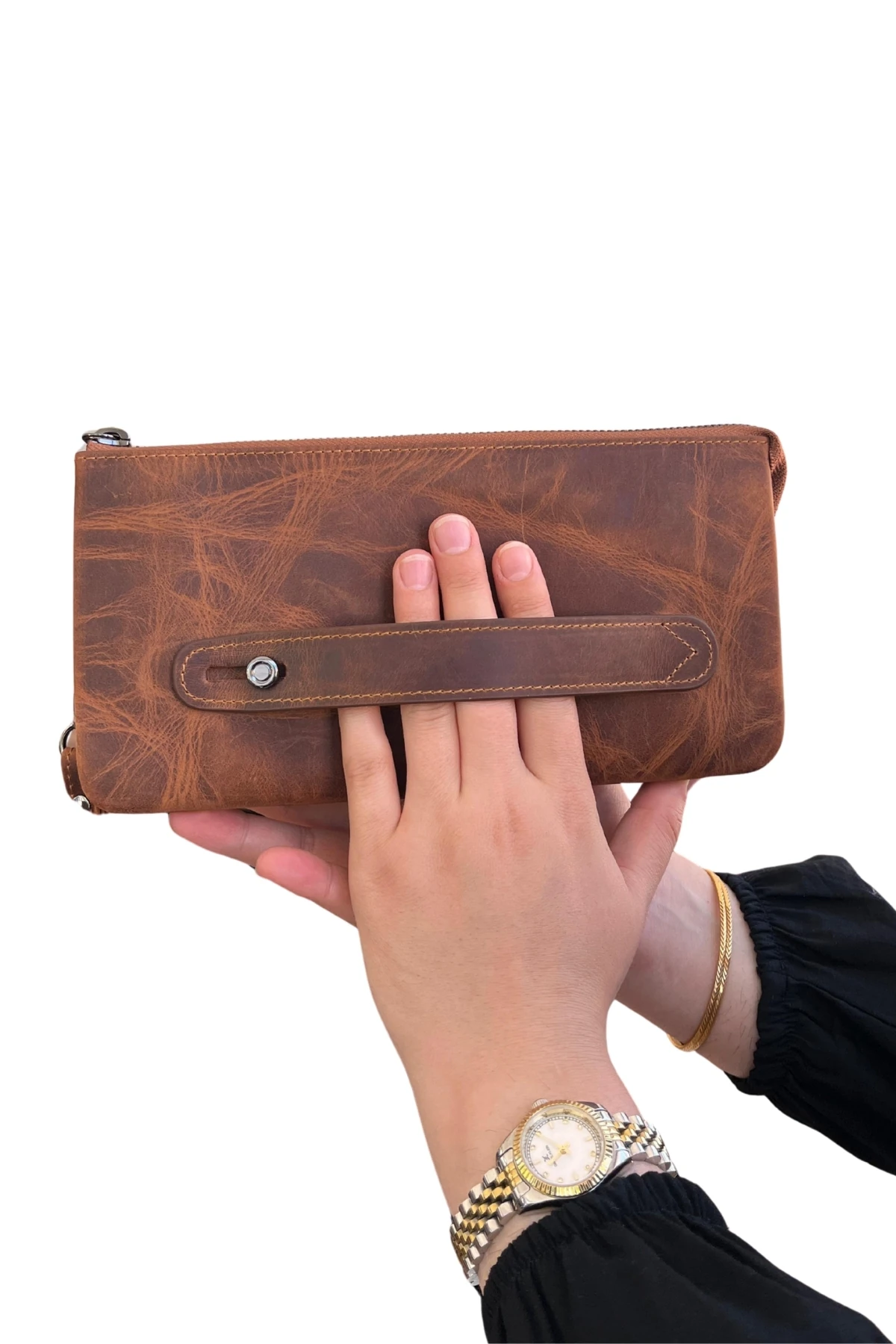 Hakiki Deri Unisex El Çantası – Fermuarlı, El Tutmalı, Kişiye Özel | Viento 2225