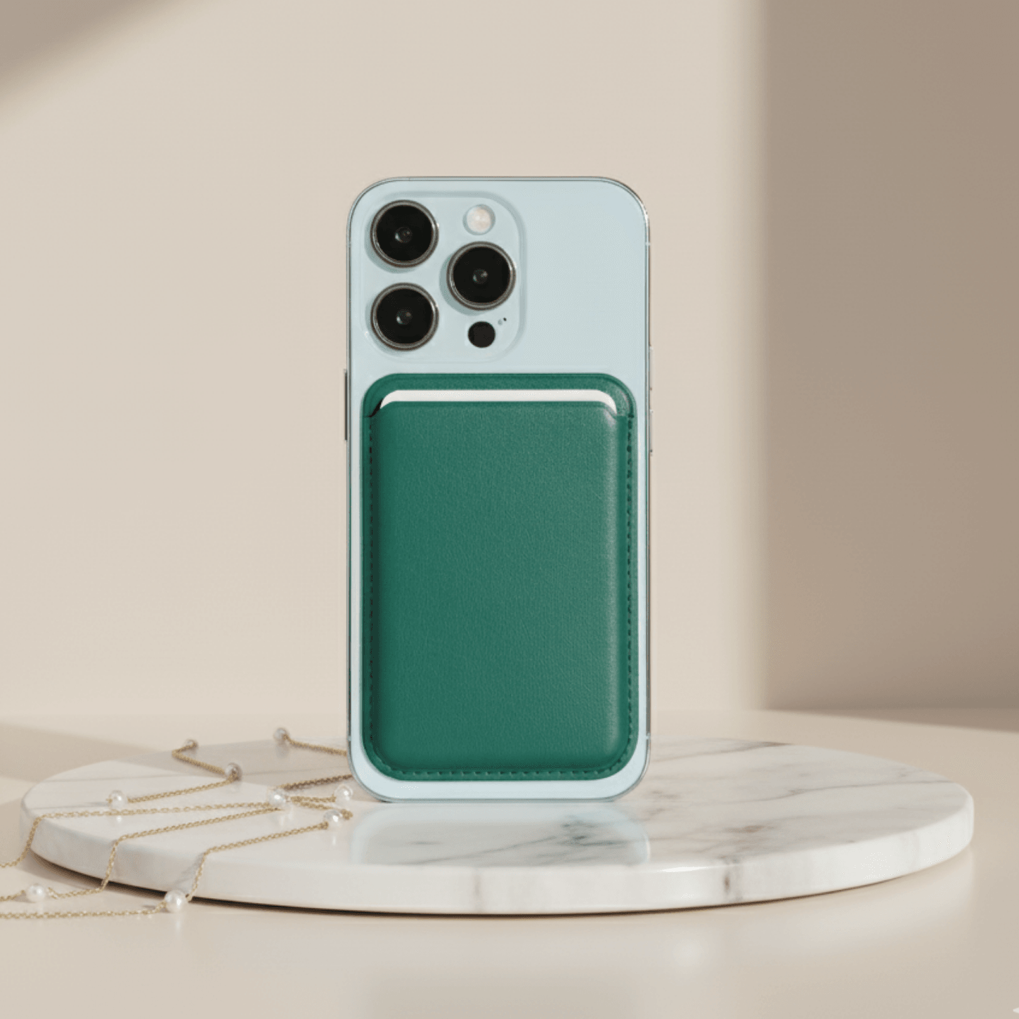 Vegan Deri İphone Magsafe Kartlık Cüzdan - Yeşil