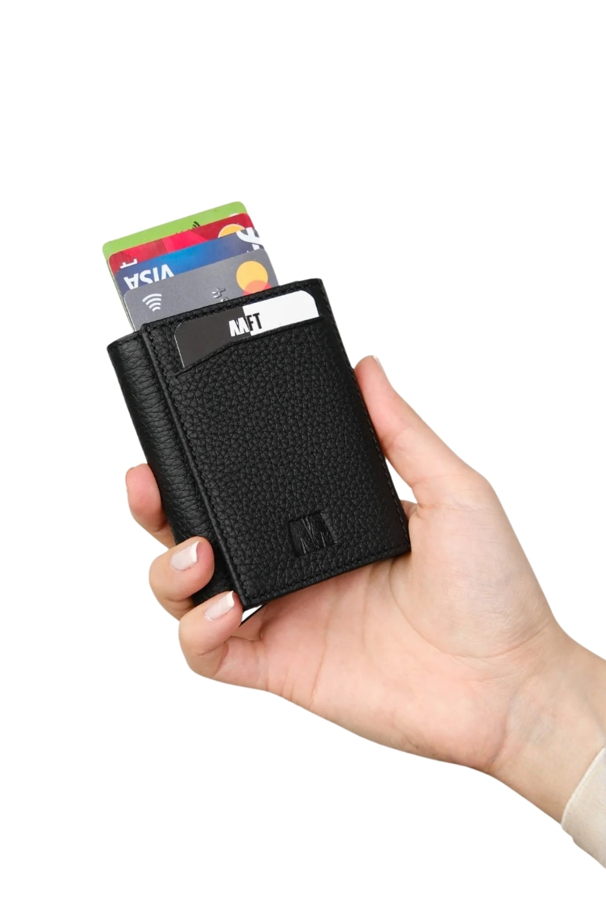 Hakiki Deri Unisex Mekanizmalı Cüzdan – İsim Yazılı, Kişiye Özel | Retro 2660 - Flother Mat Siyah