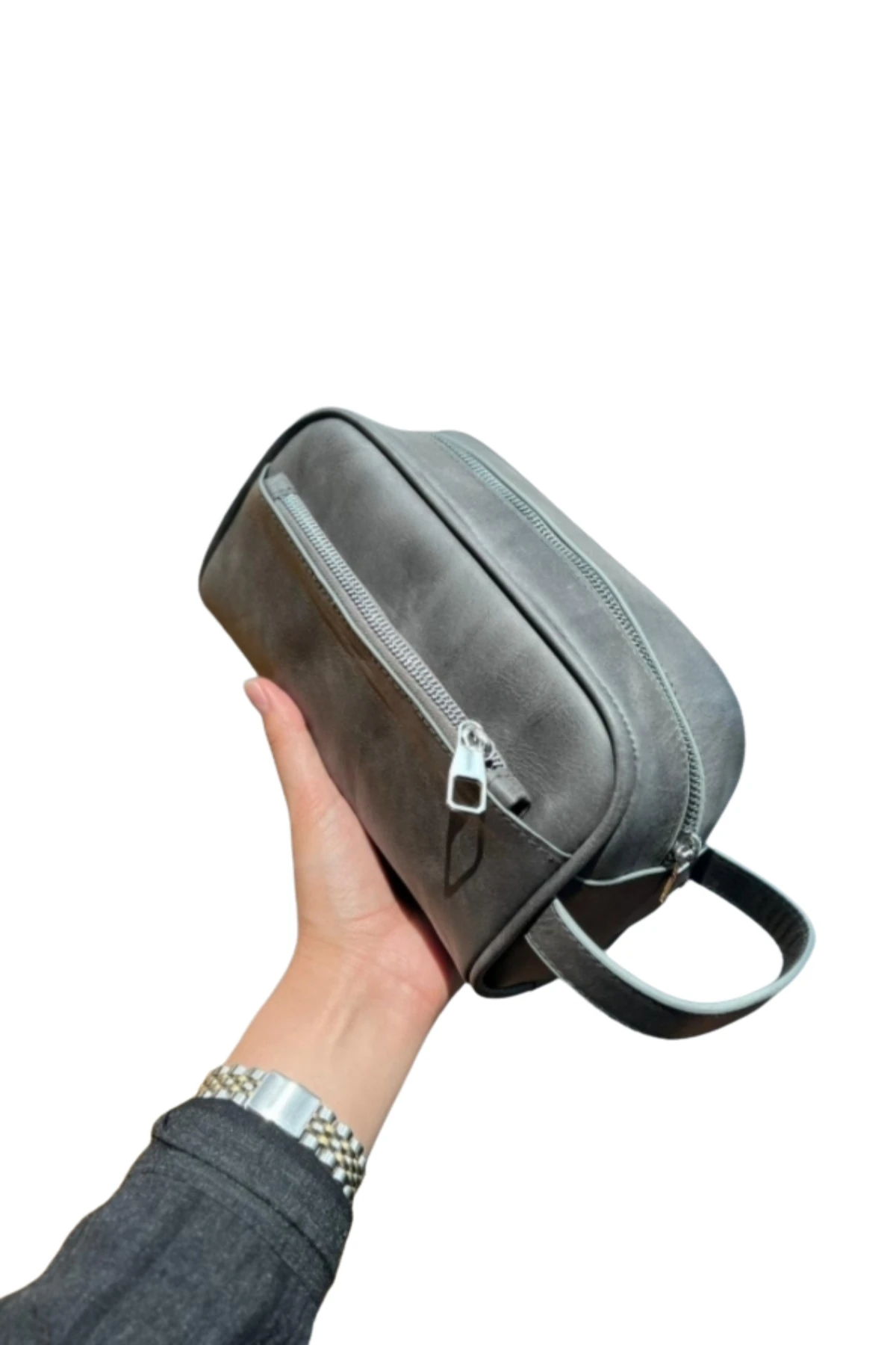 Hakiki Deri Erkek El Çantası – Fermuarlı, İsim Yazılı, Kişiye Özel | Vineda 5696