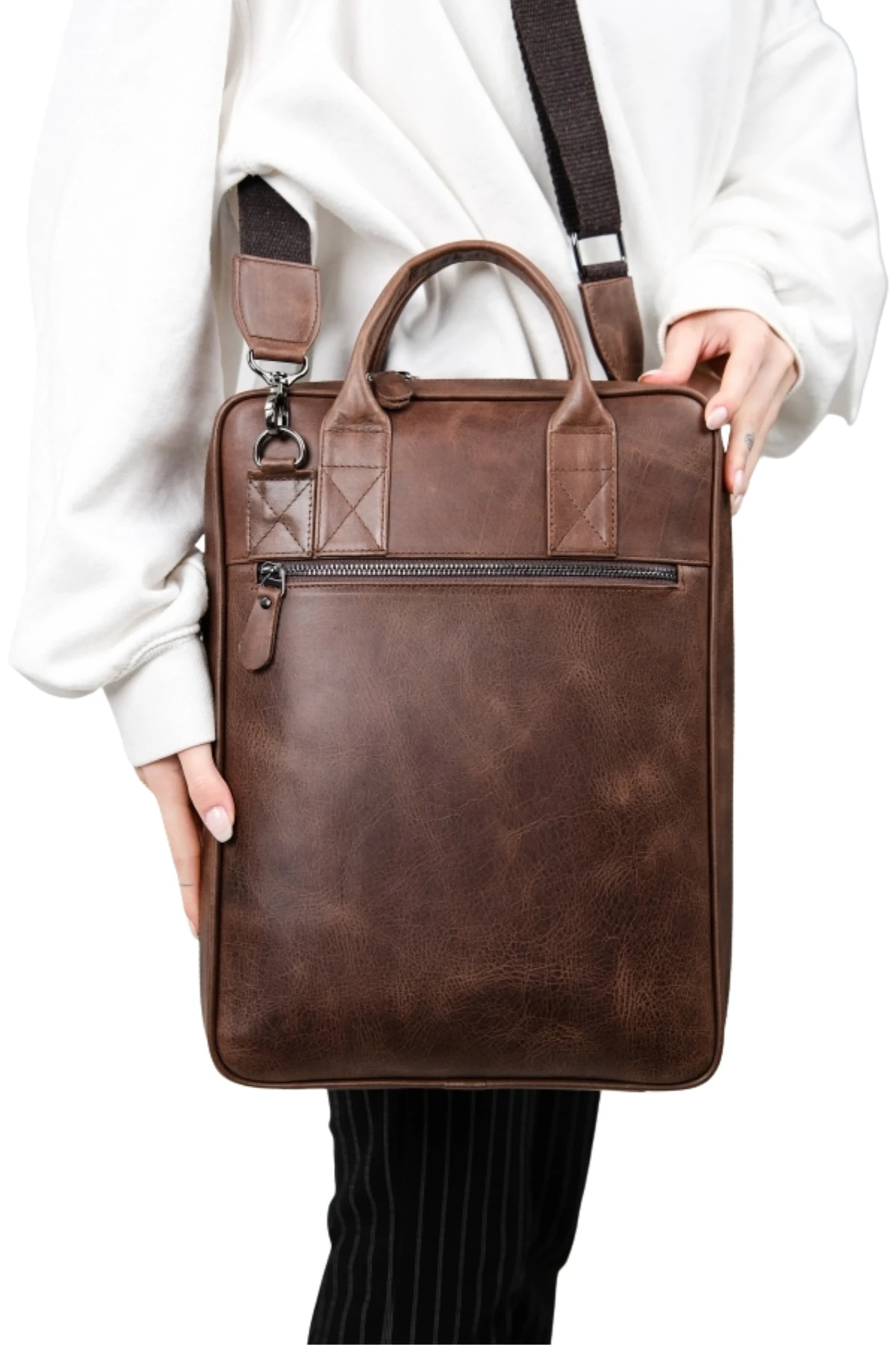 Hakiki Deri Unisex Laptop & Evrak Çantası – Omuz Askılı | Safari 2717 - Tiguan Kahve