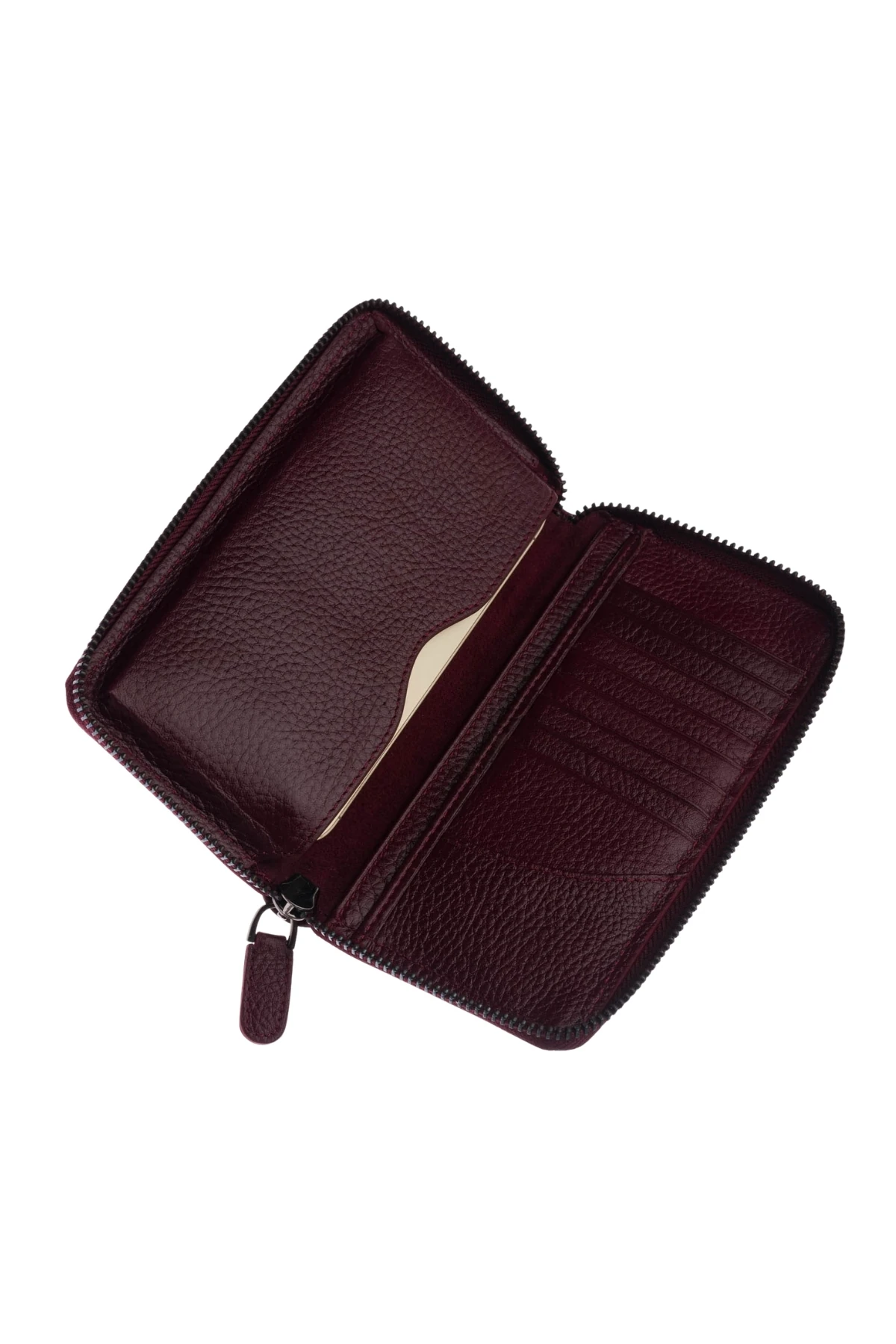 Hakiki Deri Kadın Cüzdan –Düz Dikişli, Fermuarlı, İsim Yazılı, Kişiye Özel | 8851