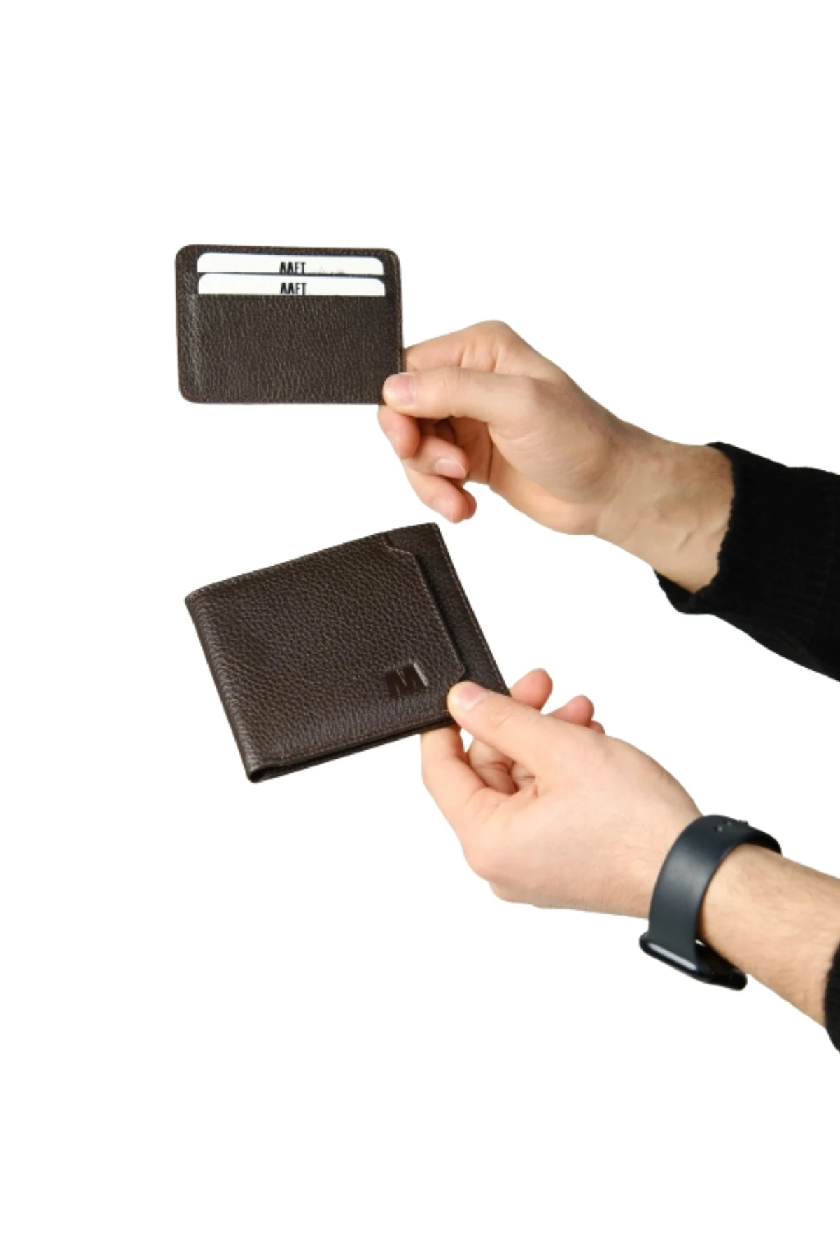 Hakiki Deri Erkek Cüzdan Seti - İsim Yazılı, Kişiye Özel Kartlık ve Anahtarlık | Paris 1204 - Flother Kahve