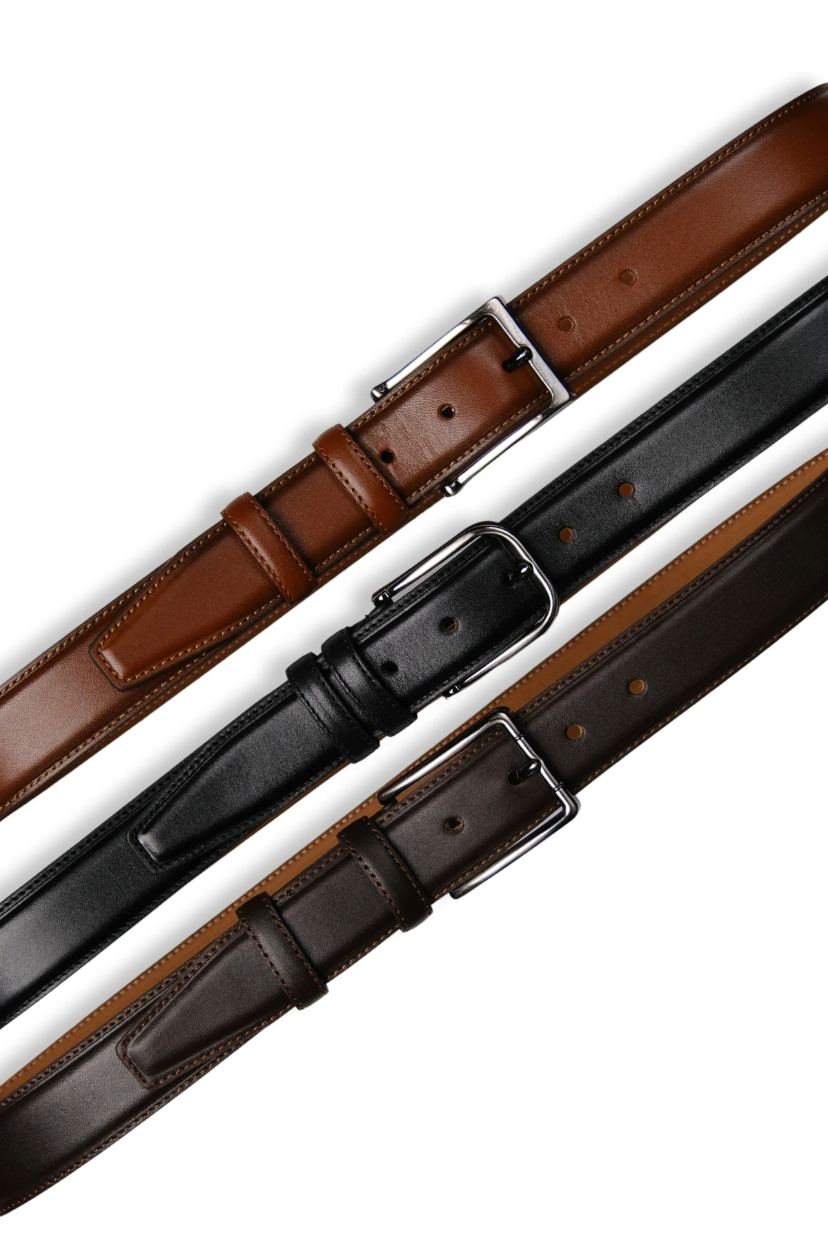 Hakiki Deri Erkek Kemer – Dikişli, 3,5cm, Siyah | 7458