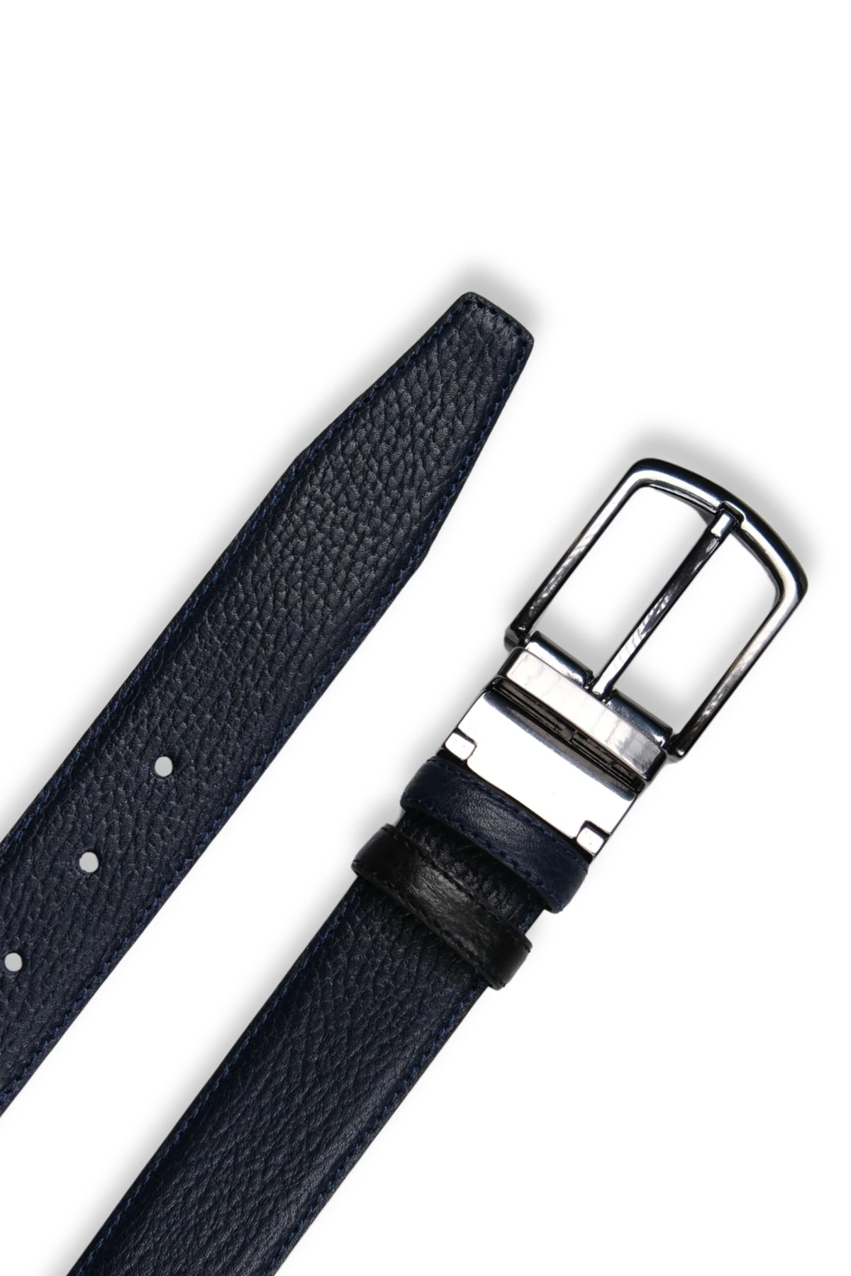 Hakiki Deri Erkek Kemer – Çift Taraflı, 3,5cm, Siyah-Lacivert | 2365