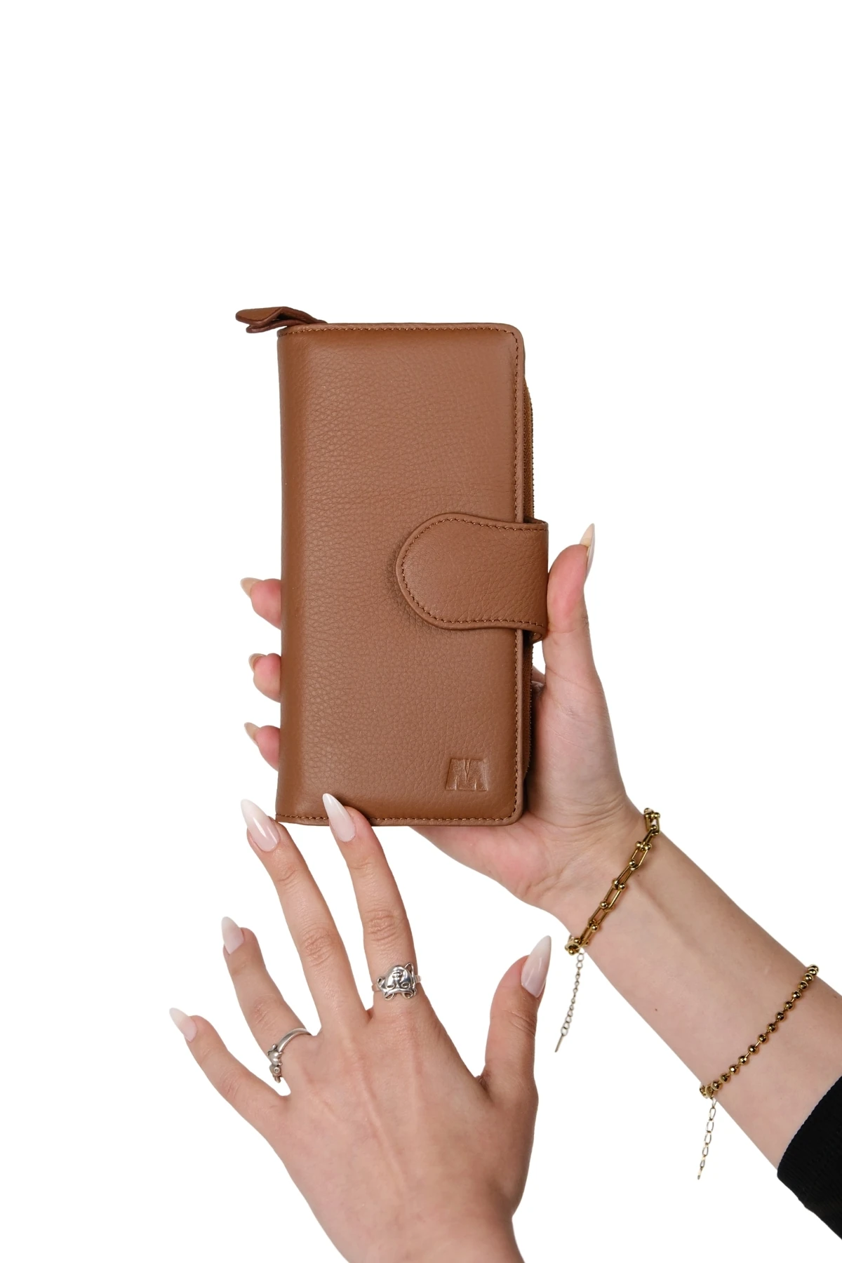 Hakiki Deri Kadın Cüzdan – El Portföyü, Fermuarlı, Mıknatıslı, İsim Yazılı, Kişiye Özel | Mimosa 6073 - Flother Mat Fındık