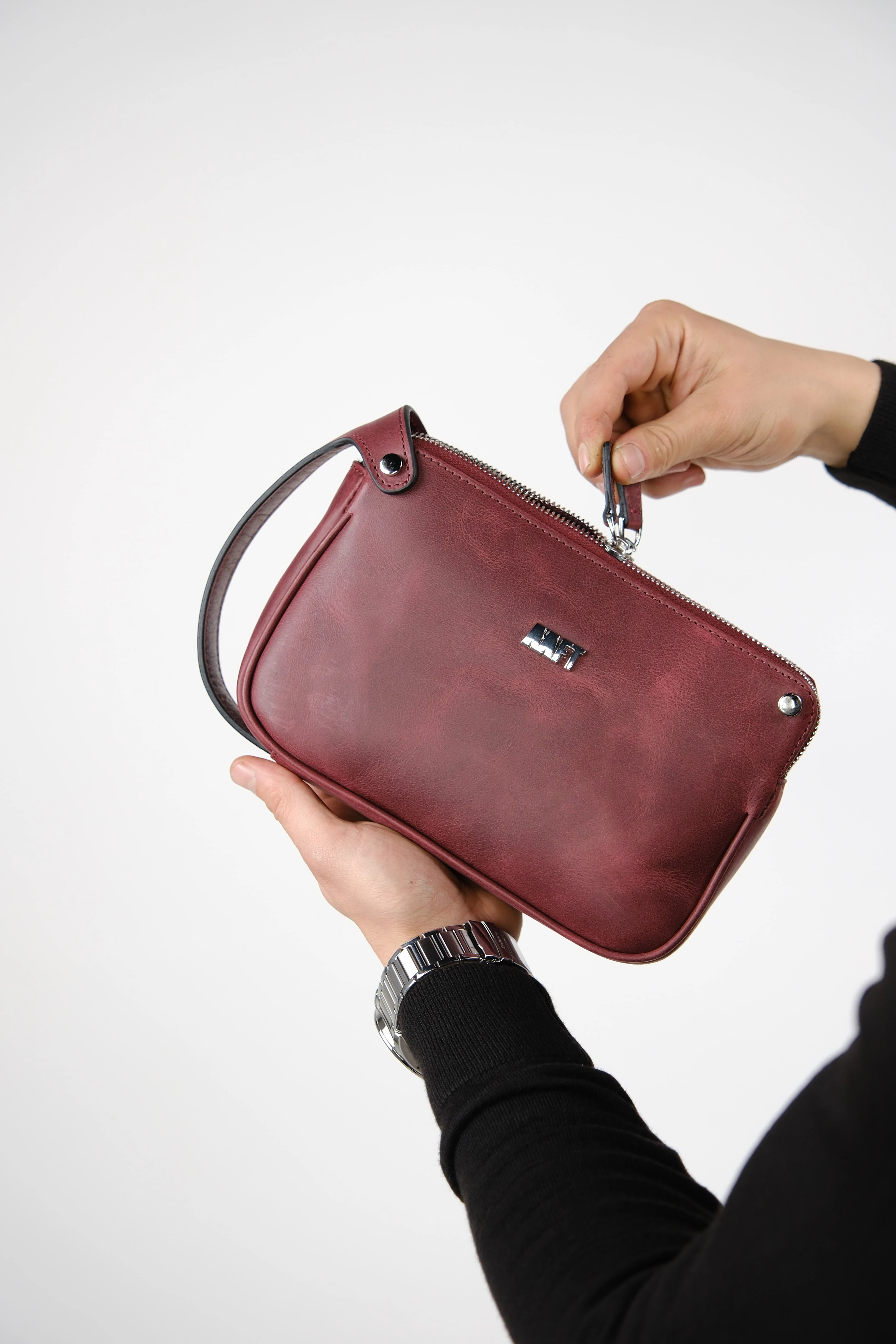 Hakiki Deri Unisex El Çantası – Fermuarlı, Kişiye Özel | Moon Bag 4381