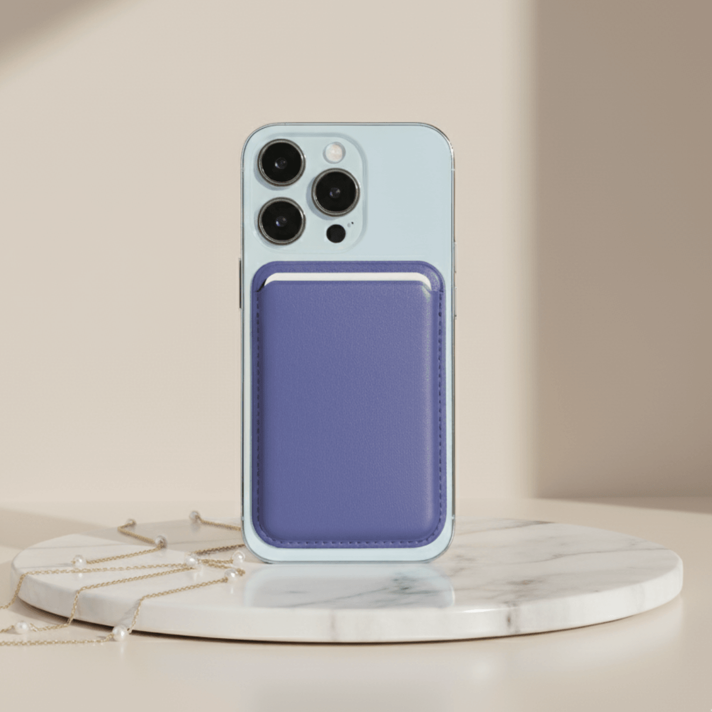 Vegan Deri İphone Magsafe Kartlık Cüzdan - Mor