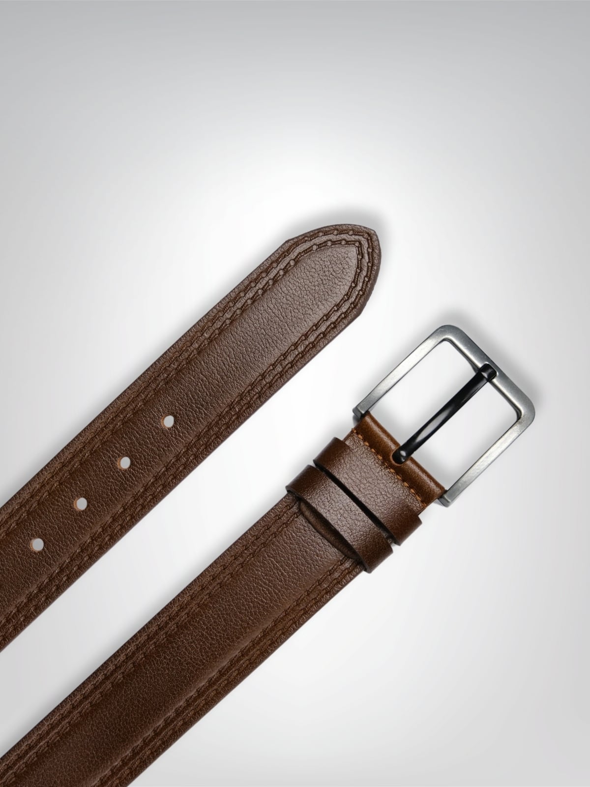 Hakiki Deri Kemer - Kahve, 4 cm, Çift Dikiş Desen | Crazy 8586