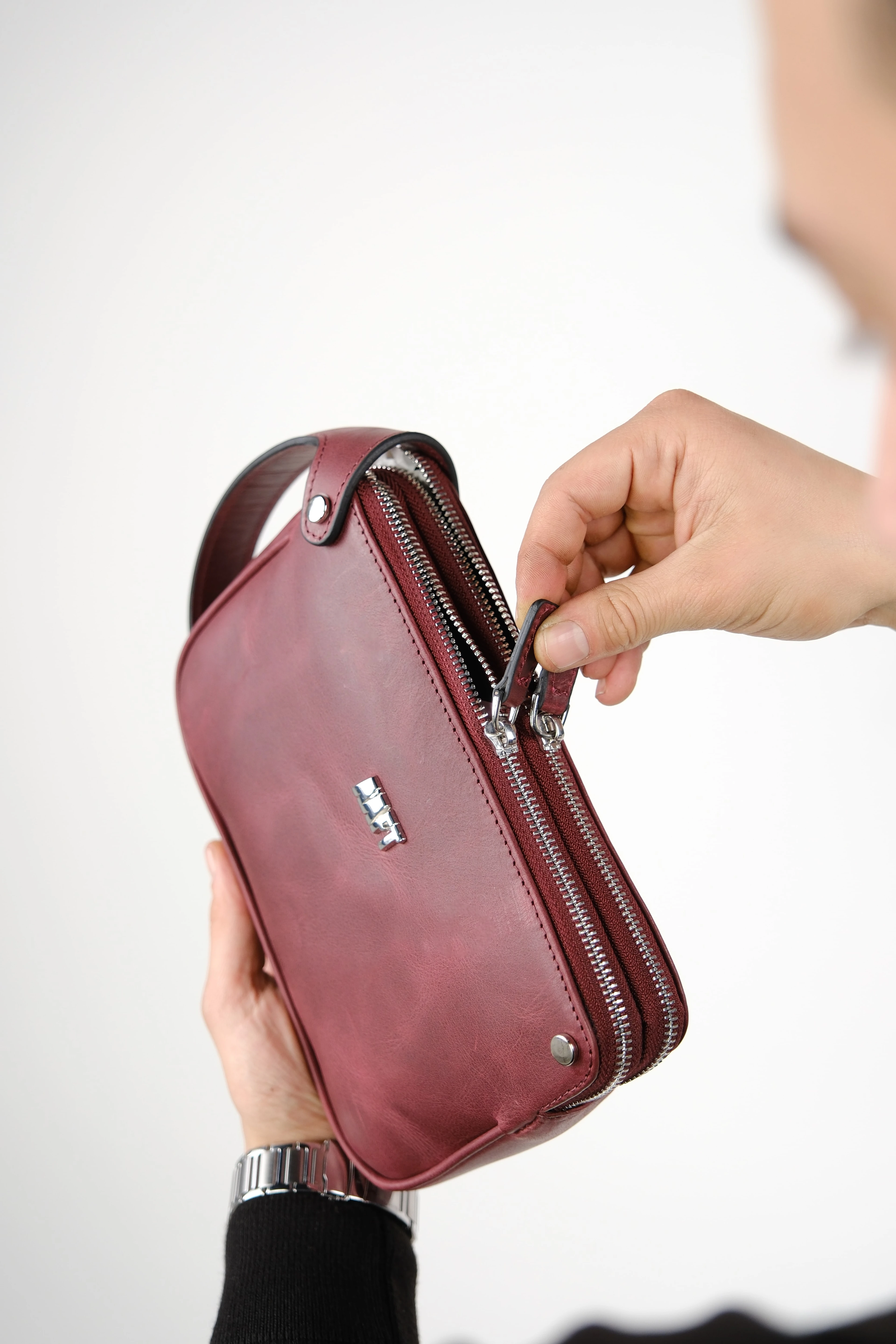 Hakiki Deri Unisex El Çantası – Fermuarlı, Kişiye Özel | Moon Bag 4381