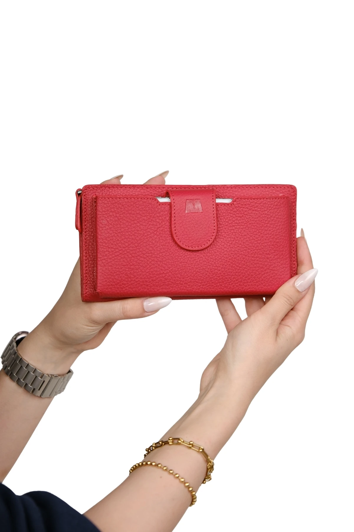 Hakiki Deri Kadın Cüzdan – Telefon Bölmeli, Fermuarlı, Bileklik Askılı, İsim Yazılı, Kişiye Özel | Bulgari 1232 - Flother Mat Kırmızı