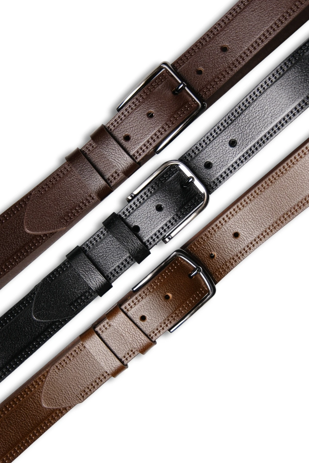 Hakiki Deri Erkek Kemer – Çift Dikişli, 4cm, Koyu Kahve | 8792