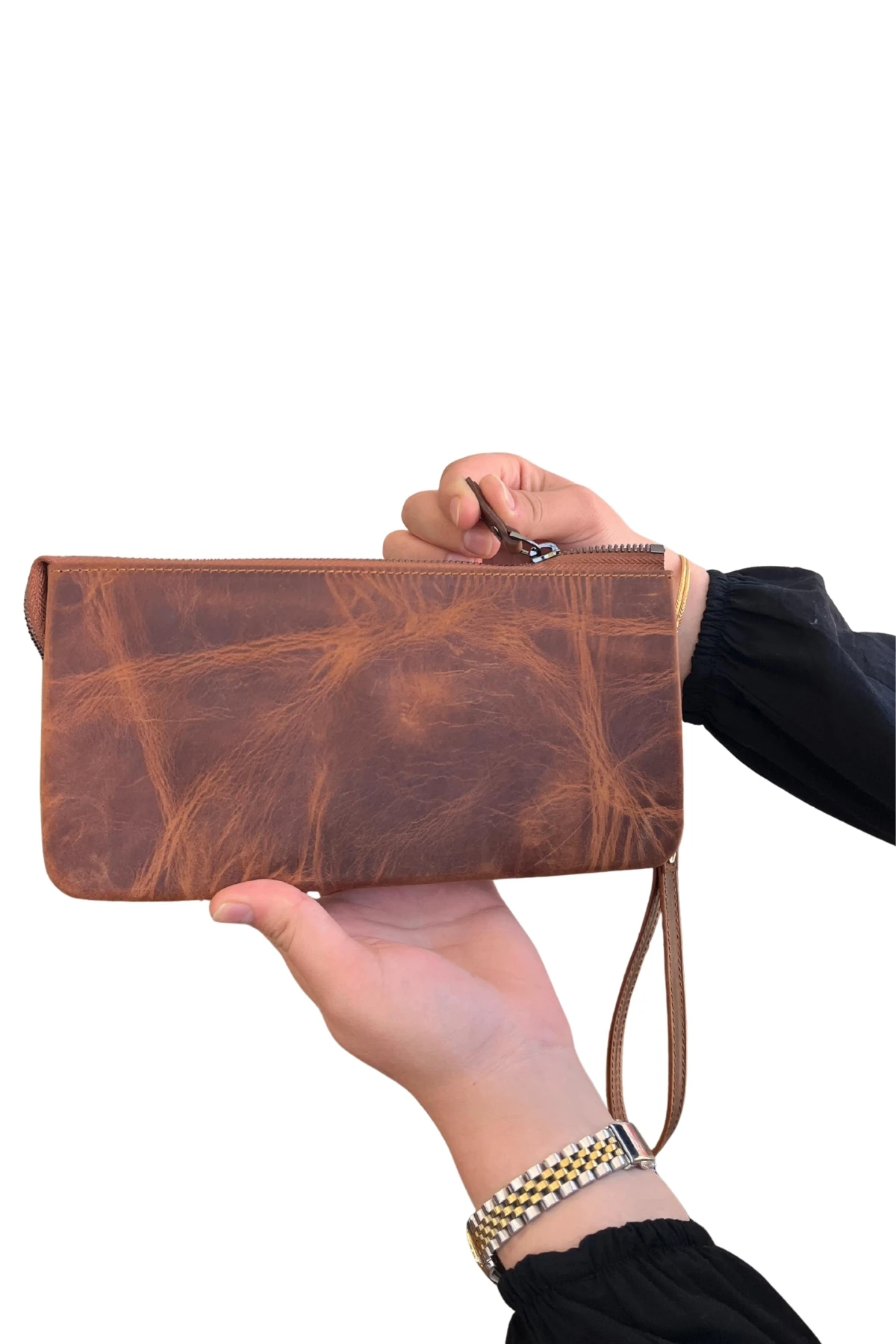 Hakiki Deri Unisex El Çantası – Fermuarlı, El Tutmalı, Kişiye Özel | Viento 2225