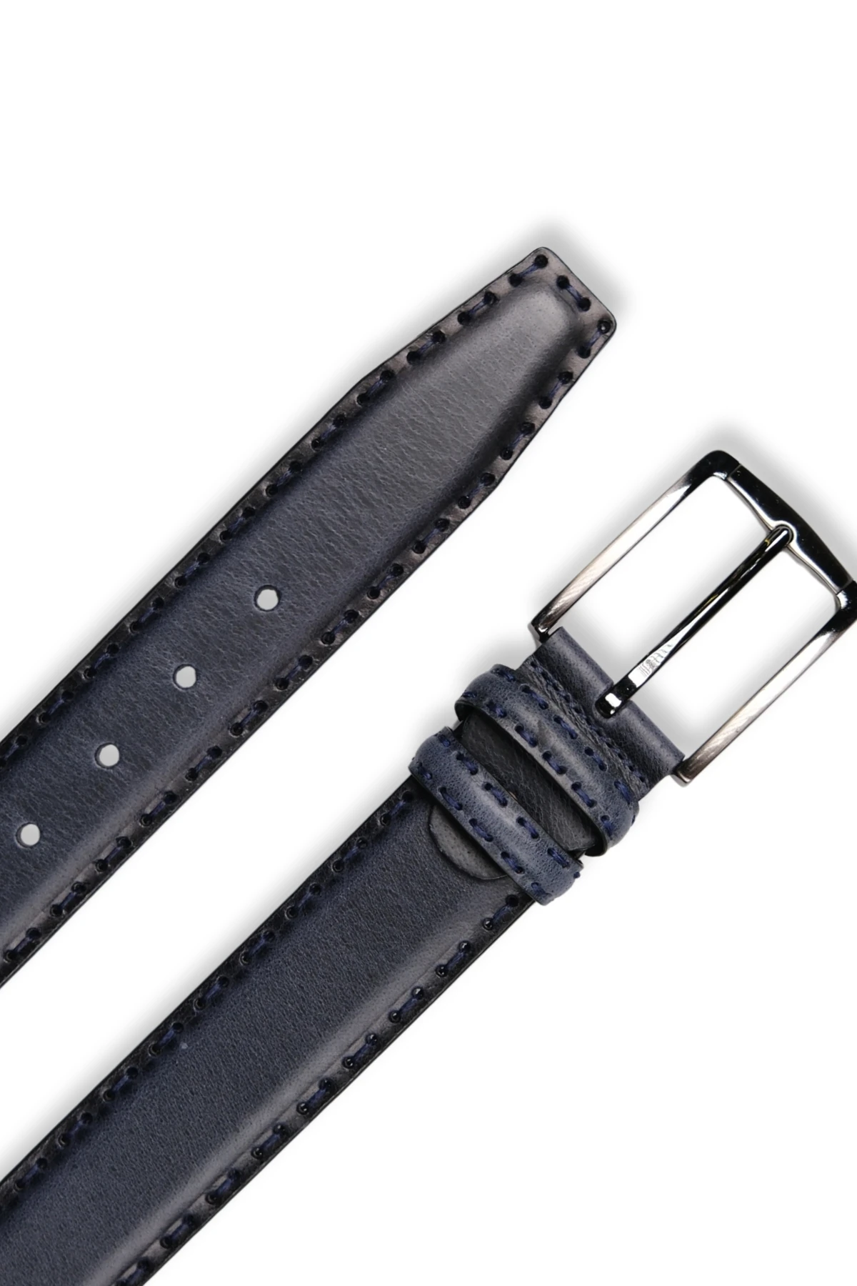 Hakiki Deri Erkek Kemer – Saraç Dikişli, 4 cm, Lacivert | 7602