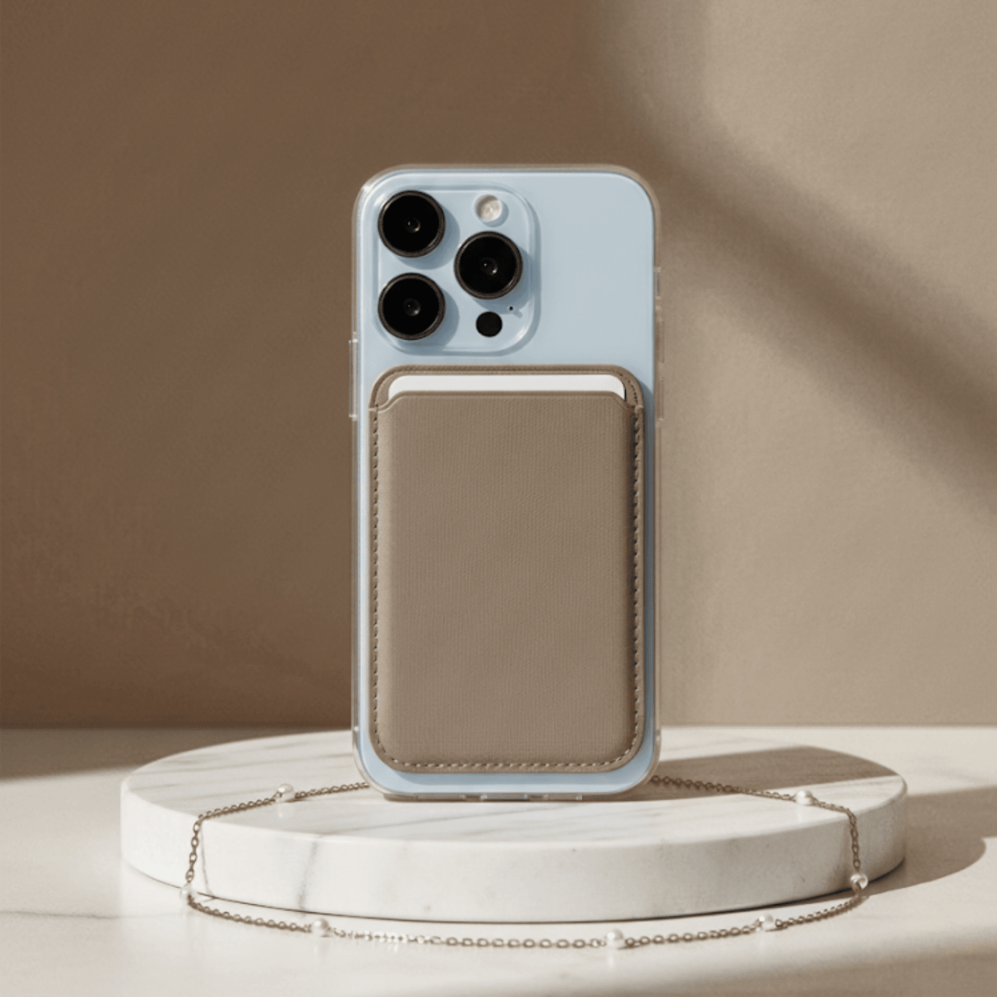 Vegan Deri İphone Magsafe Kartlık Cüzdan - Vizon