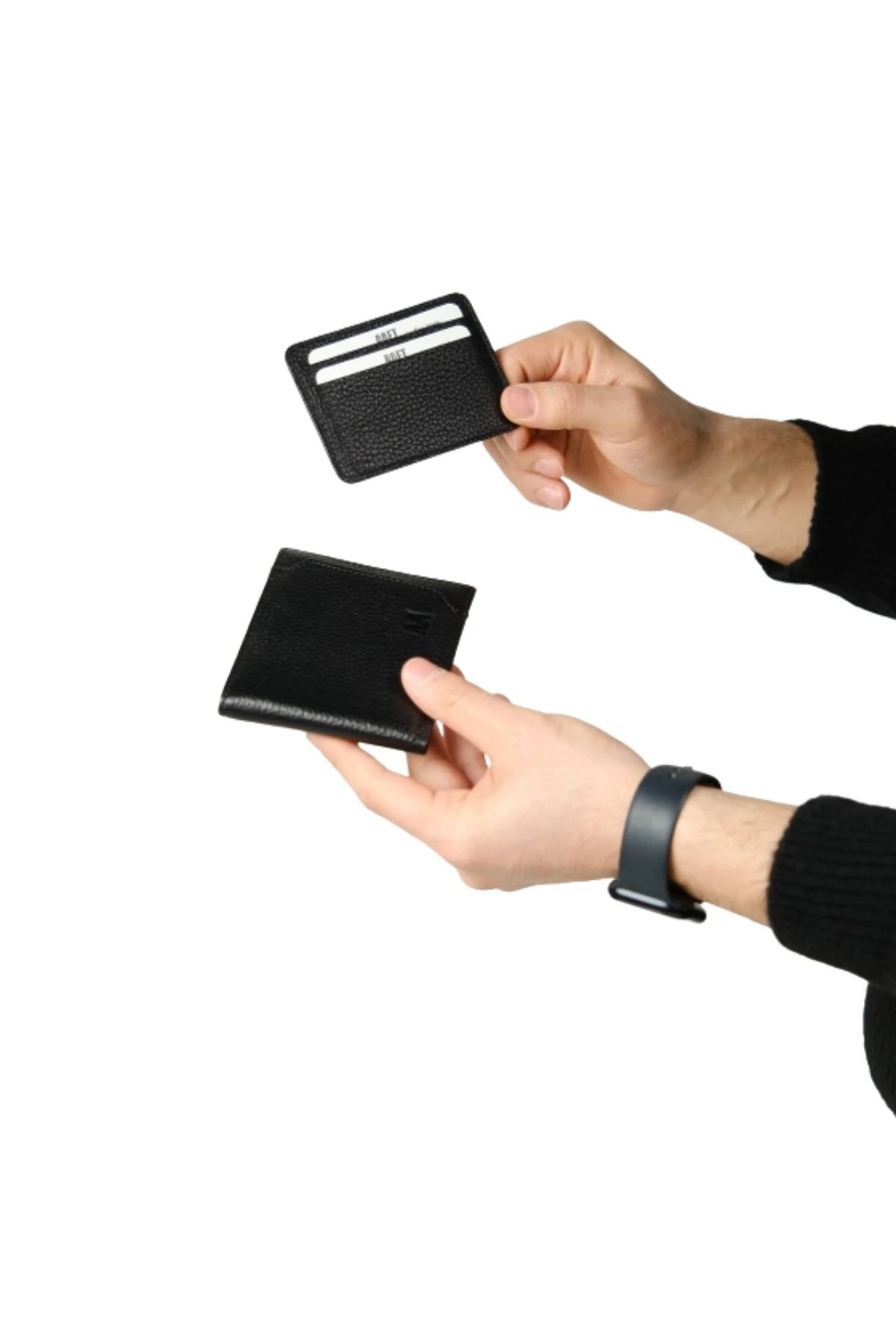 Hakiki Deri Erkek Cüzdan Seti - İsim Yazılı, Kişiye Özel Kartlık ve Anahtarlık | Paris 1204 - Flother Siyah