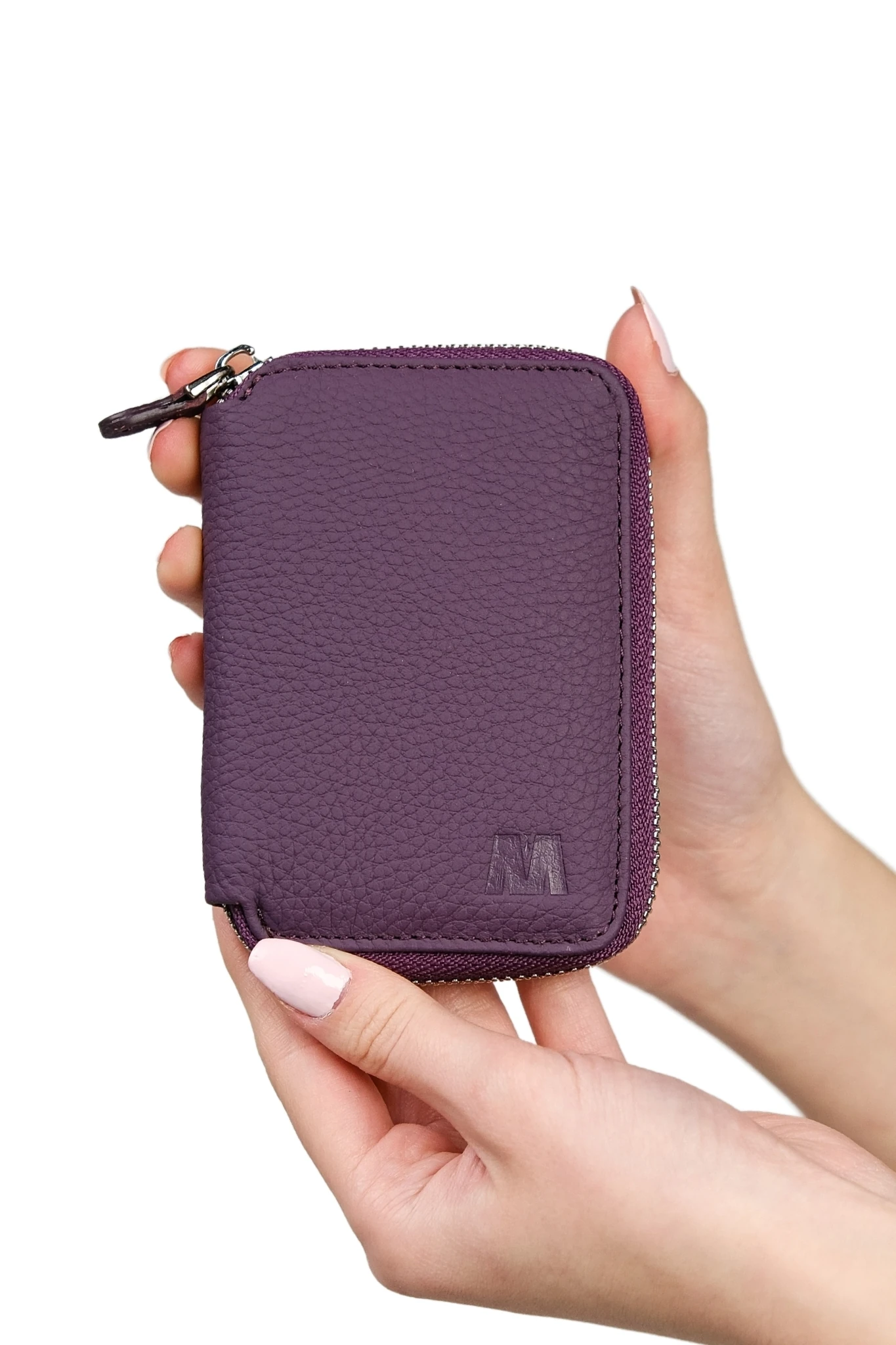 Hakiki Deri Unisex Fermuarlı Cüzdan | Lotus 1616 - Flother Mor