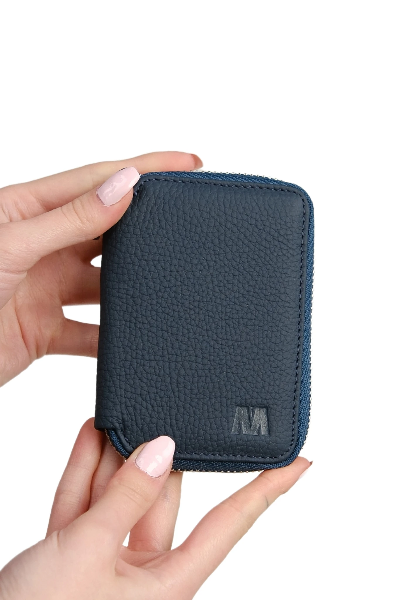 Hakiki Deri Unisex Fermuarlı Cüzdan | Lotus 1616 - Flother Mat Lacivert