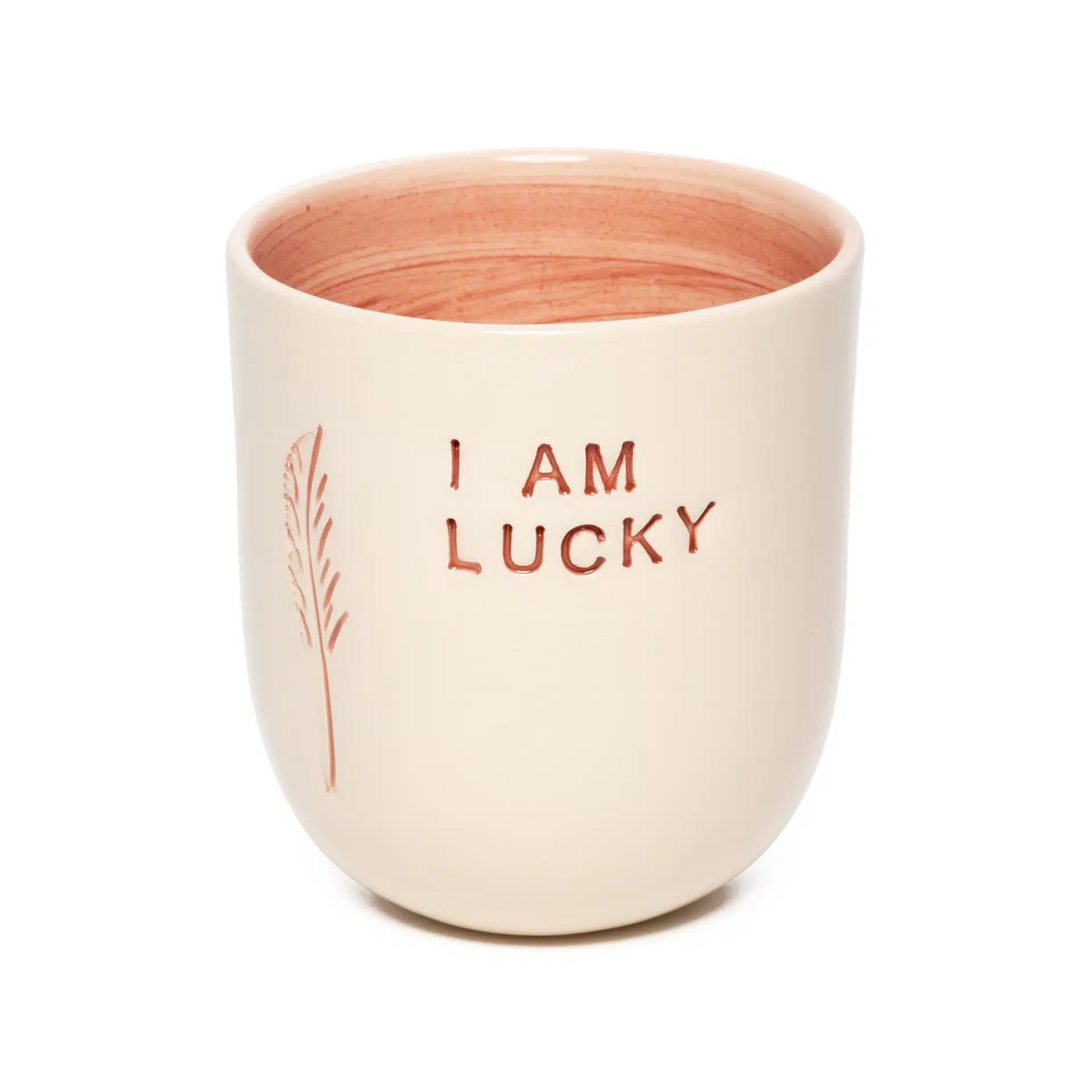 I am Lucky' Pink El Yapımı Seramik Kupa