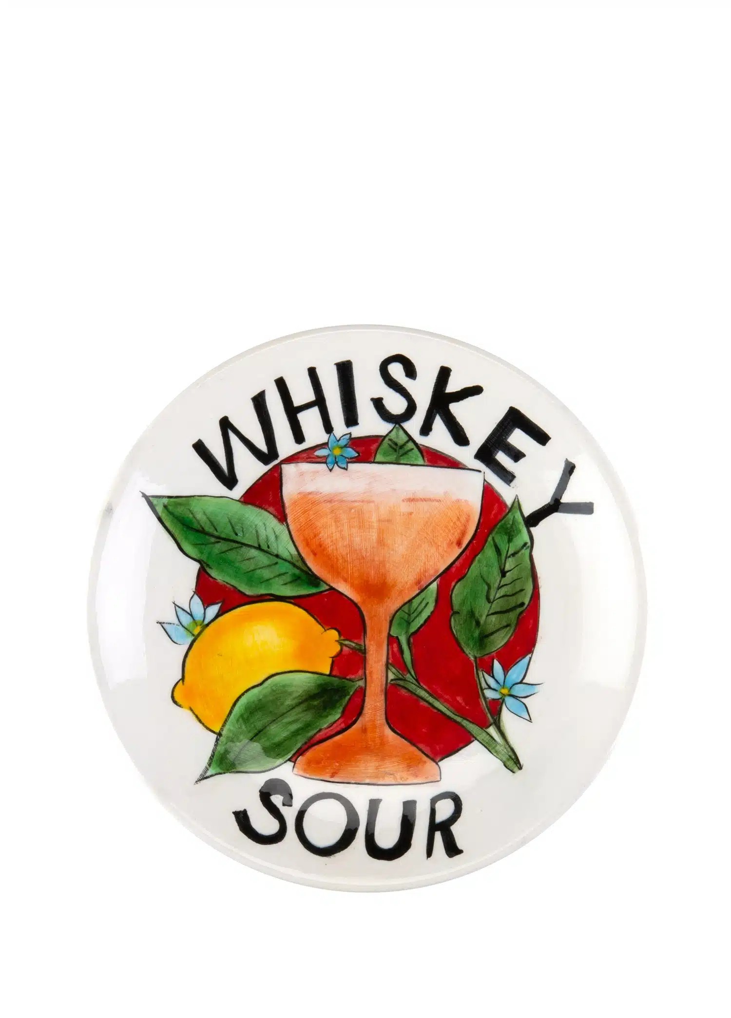 Whiskey Sour Desenli El Yapımı Çini Kokteyl Tabak