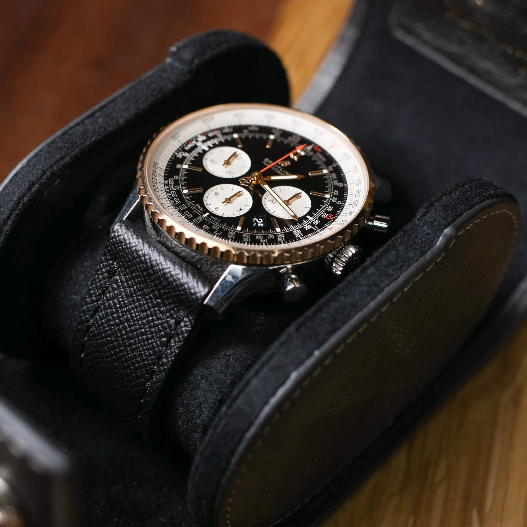 Tekli Deri Saat Kutusu - Antrasit - Watch Roll