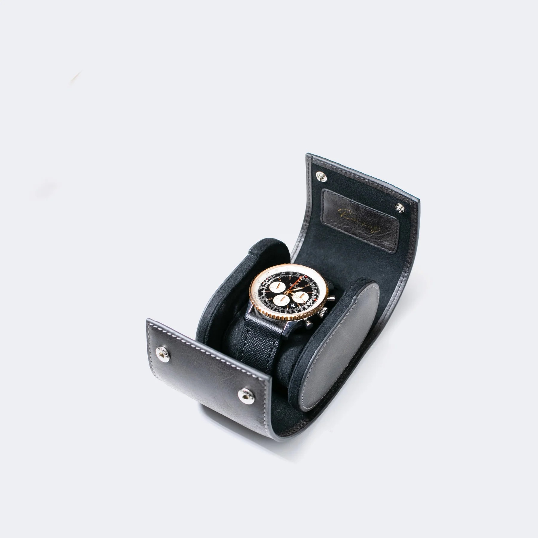 Tekli Deri Saat Kutusu - Antrasit - Watch Roll