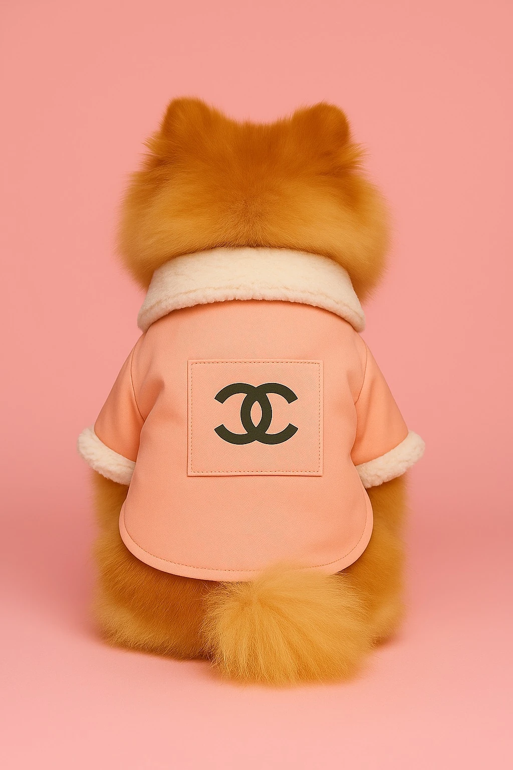 CHANEL Pembe Peluş Tüylü Köpek Ceket – Küçük Irklar İçin Kış Modası