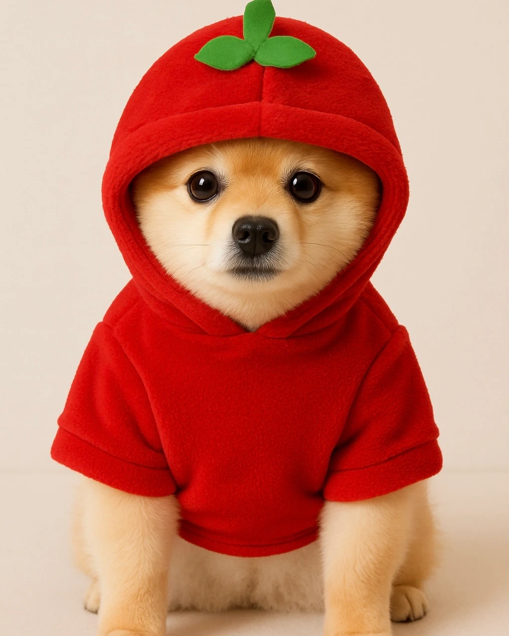 “Sevimli Çilek Desenli Peluş Köpek Hoodie – Sıcak ve Şık Kıyafet”