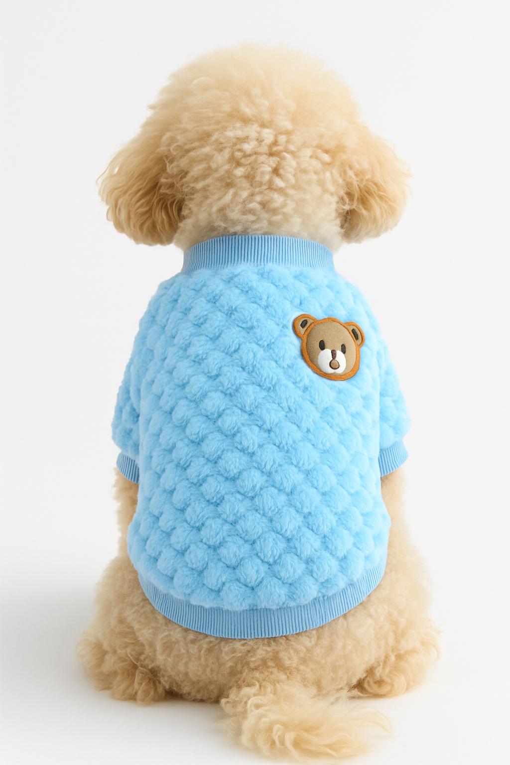 Pawpetia Mavi Peluş Ayıcık Kazak – Minik Dostunuzun Kışlık Lüks Stili!