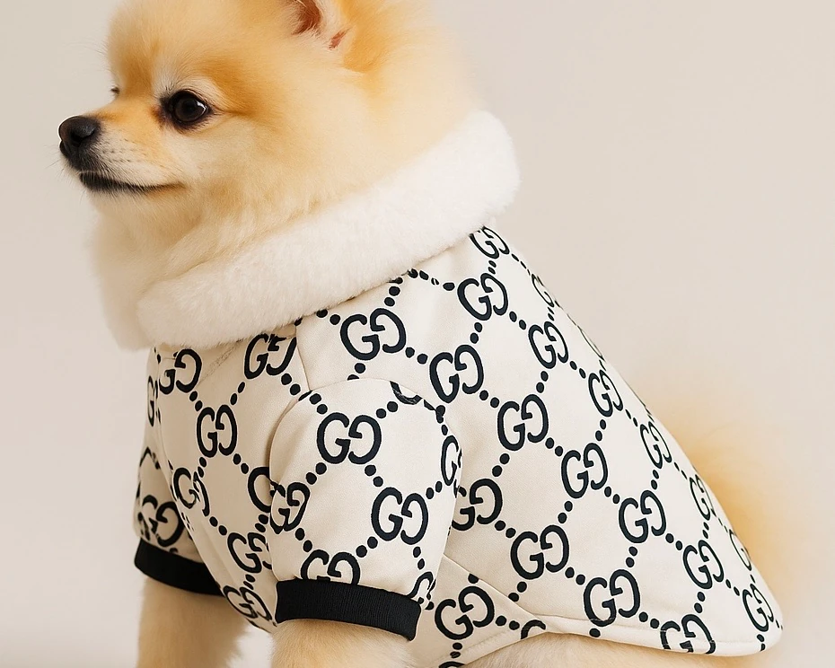 GUCCİ “Kürk Yakalı Özel Tasarım Köpek Ceketi – Lüks ve Tarz Bir Arada”