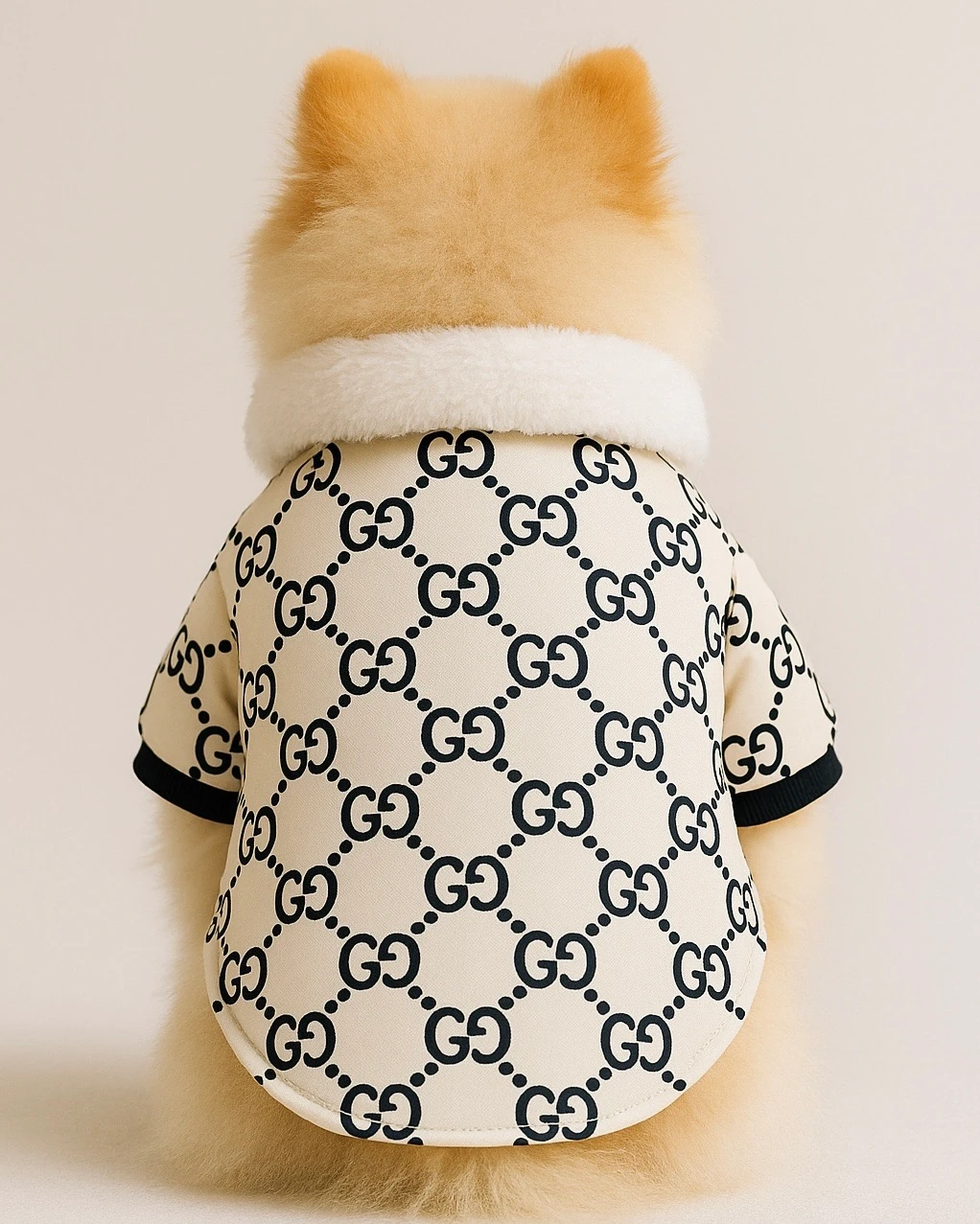 GUCCİ “Kürk Yakalı Özel Tasarım Köpek Ceketi – Lüks ve Tarz Bir Arada”