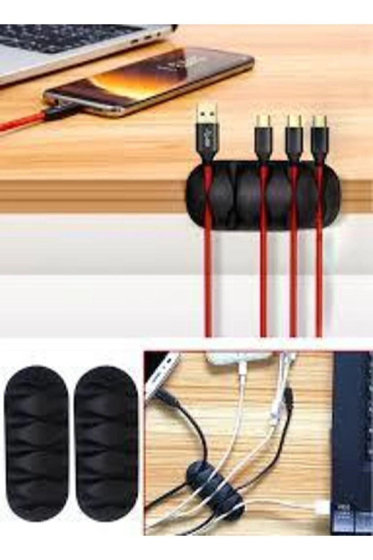 5 Kanallı Kablo Tutucu Düzenleyici Fiş Tutucu Kablo Sabitleyici 1 Adet