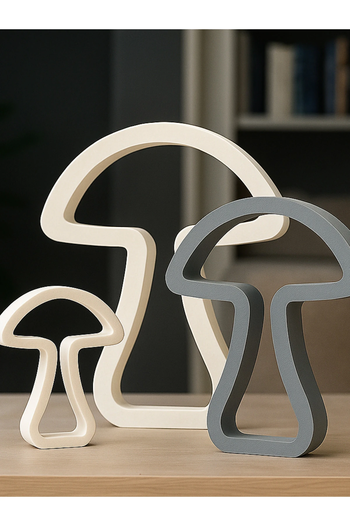 3lü Dekoratif Mantar Ev Dekoru