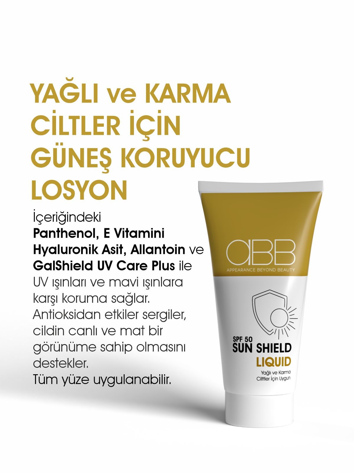 Yağlı ve karma ciltler için güneş koruyucu losyon - Sun Shield Liquid SPF 50 ( 75ML )