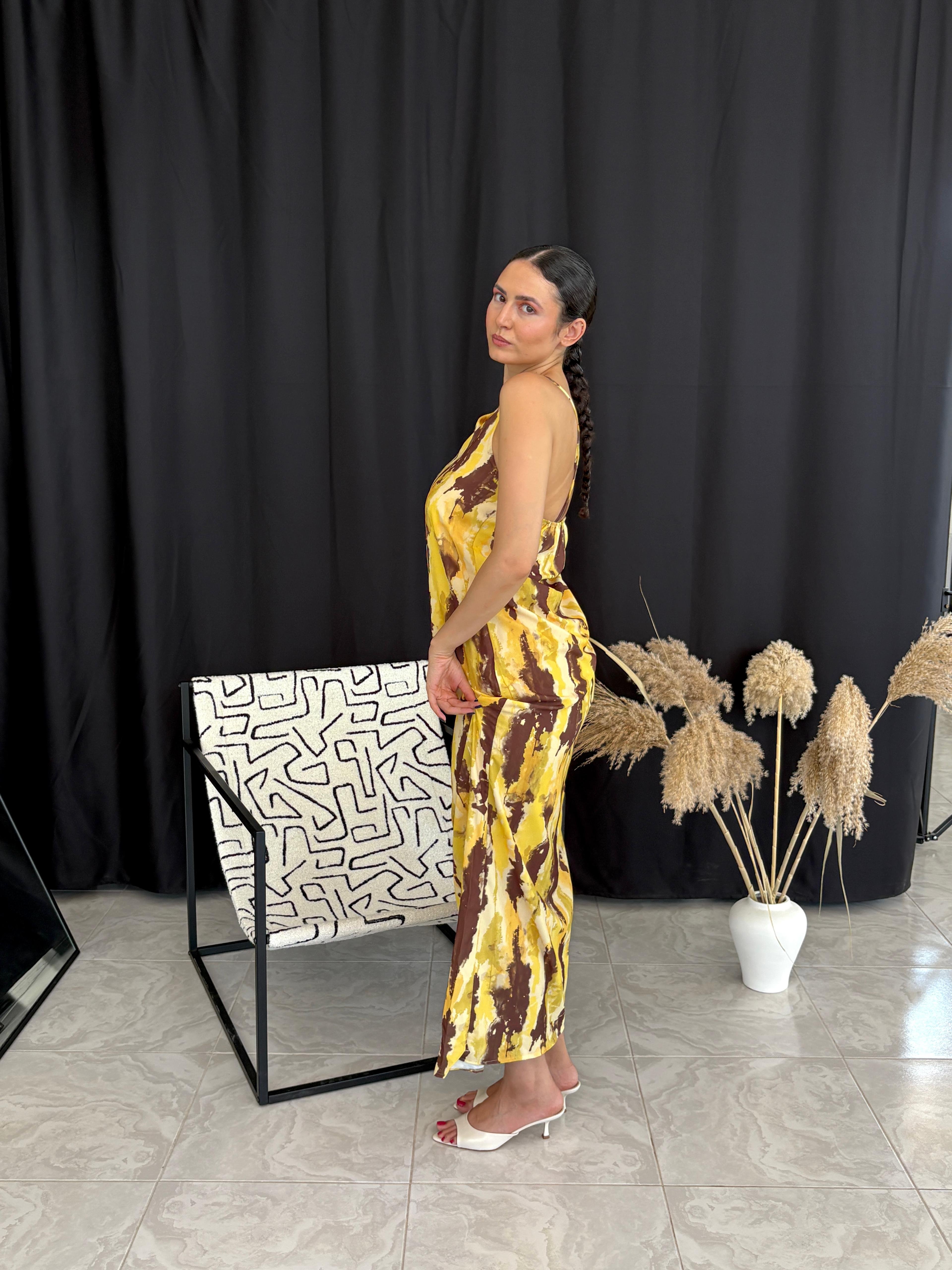 Sırtı Çapraz Detaylı Batik Elbise