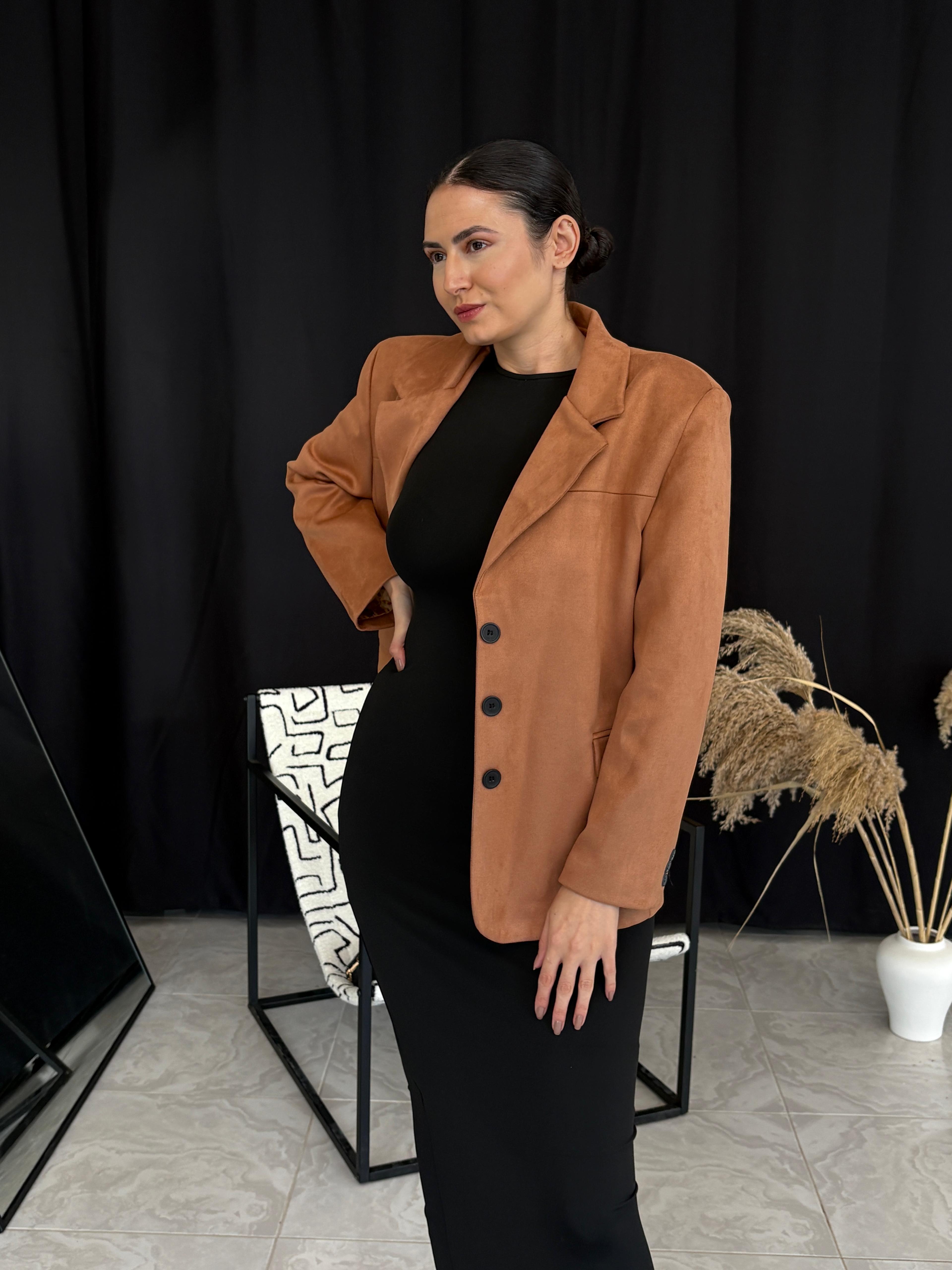 Taba Süet Blazer Ceket