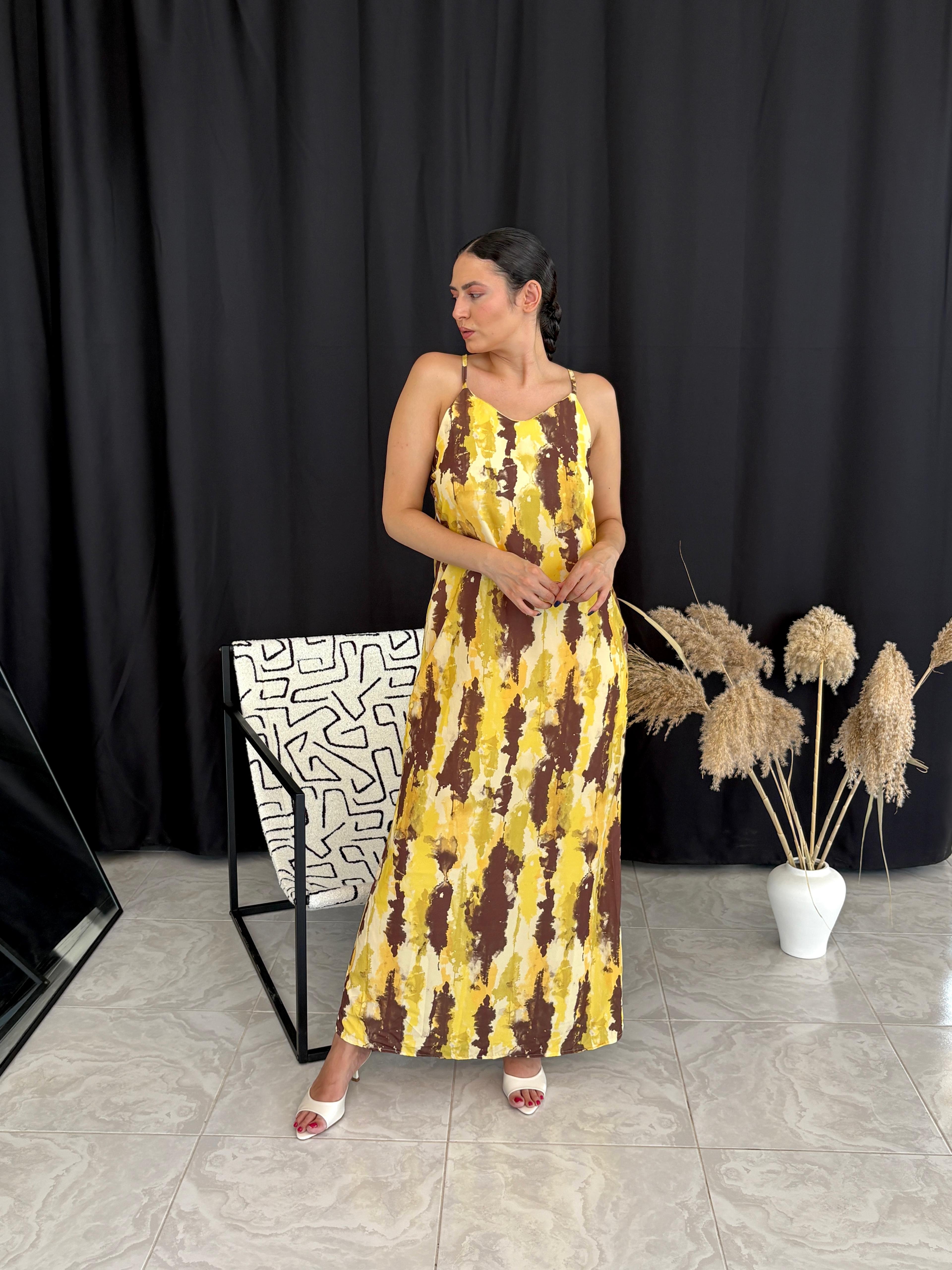 Sırtı Çapraz Detaylı Batik Elbise