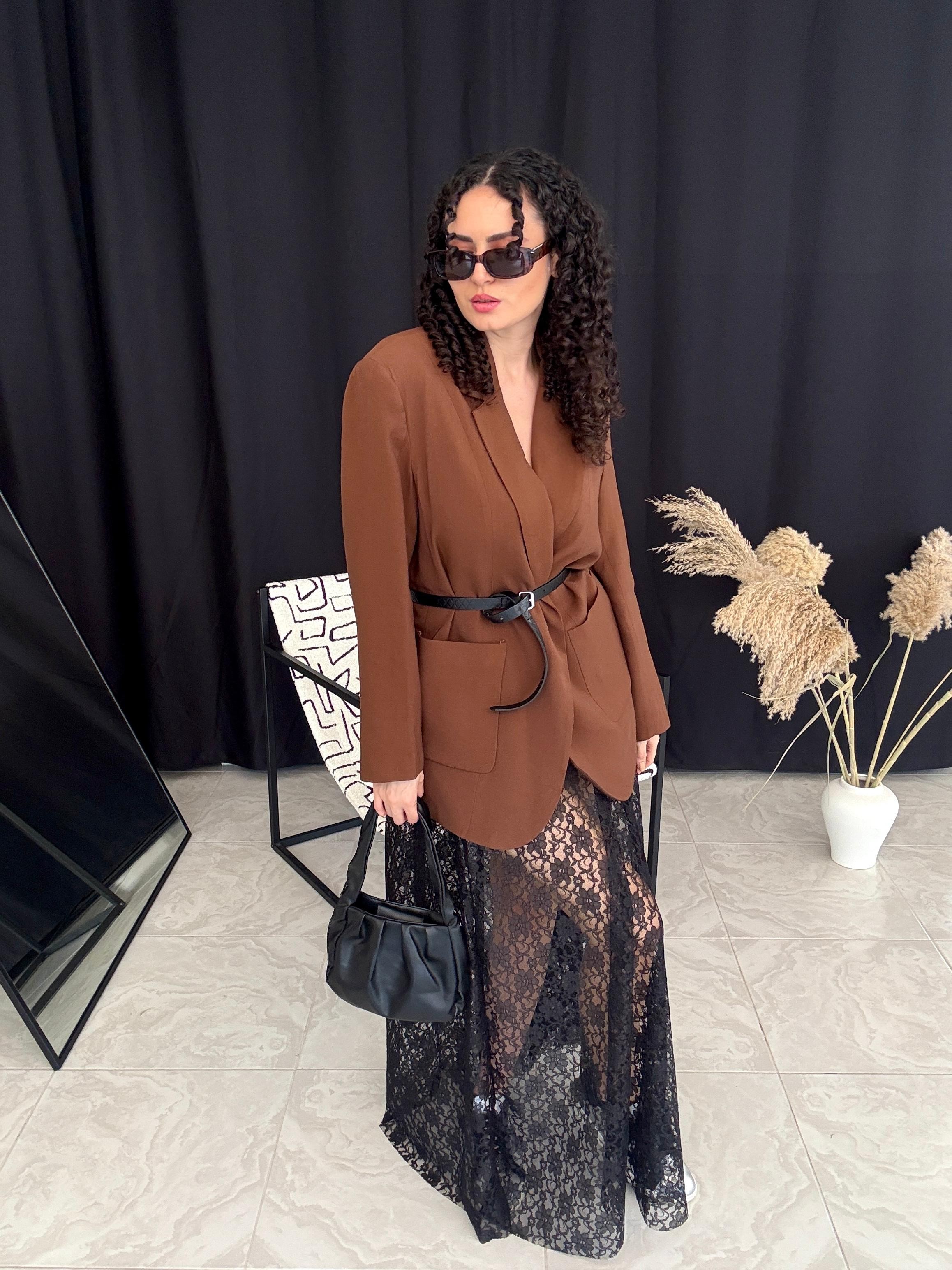 Dantelli Maxi Etek - Siyah